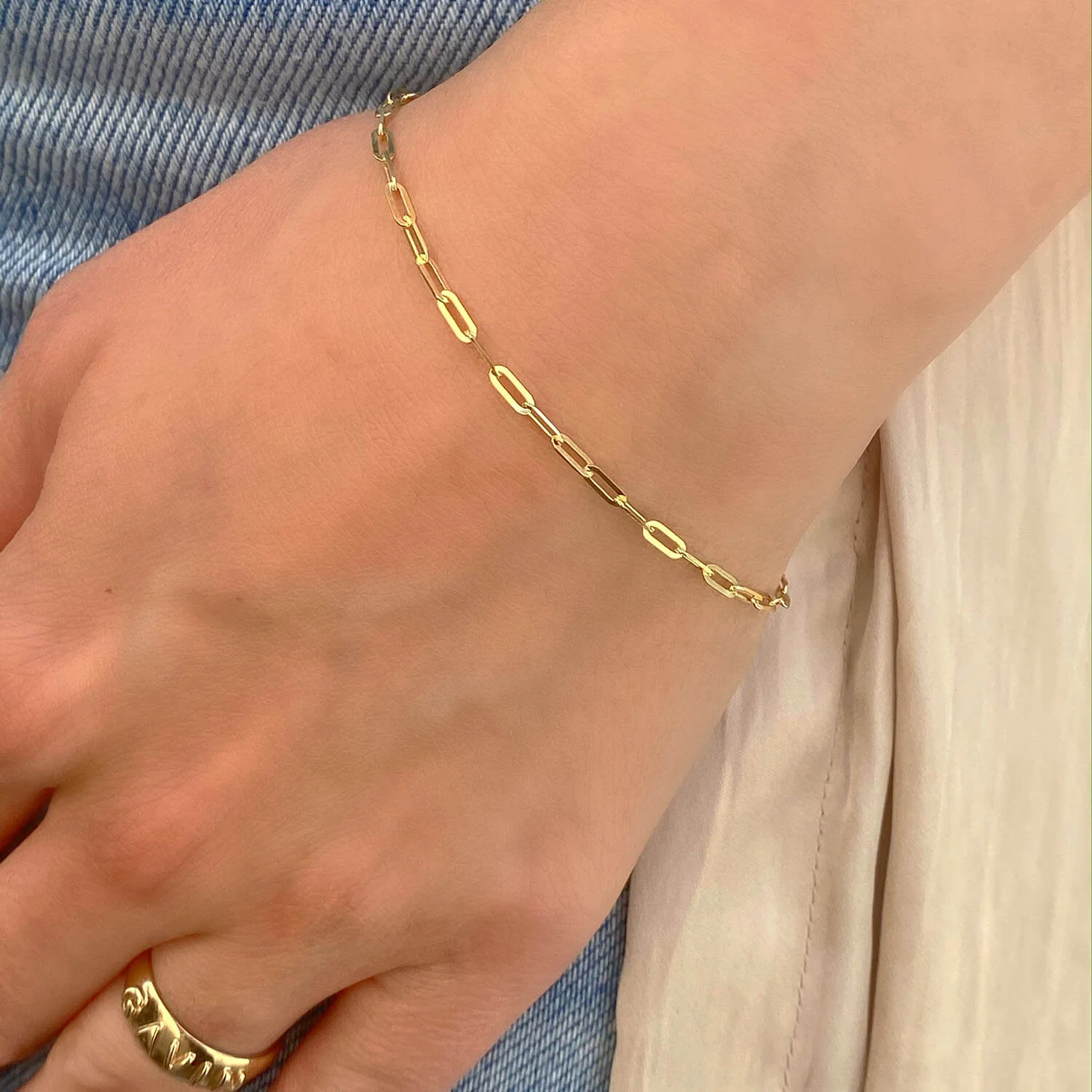 14K Diamond Cut Oval Link Bracelet - Image 4