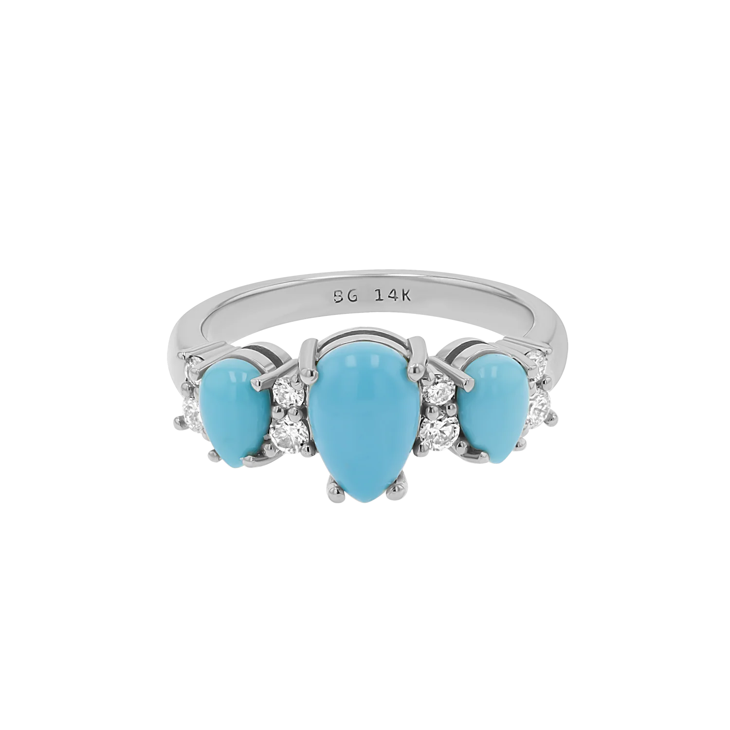 Three Stone Turquoise & Diamond Ring - Image 5