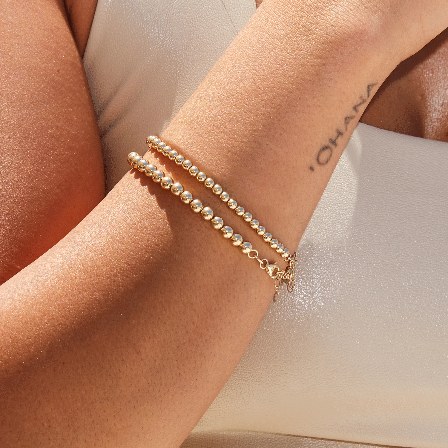 14K Gold 5mm Ball Bead Bracelet - Image 3