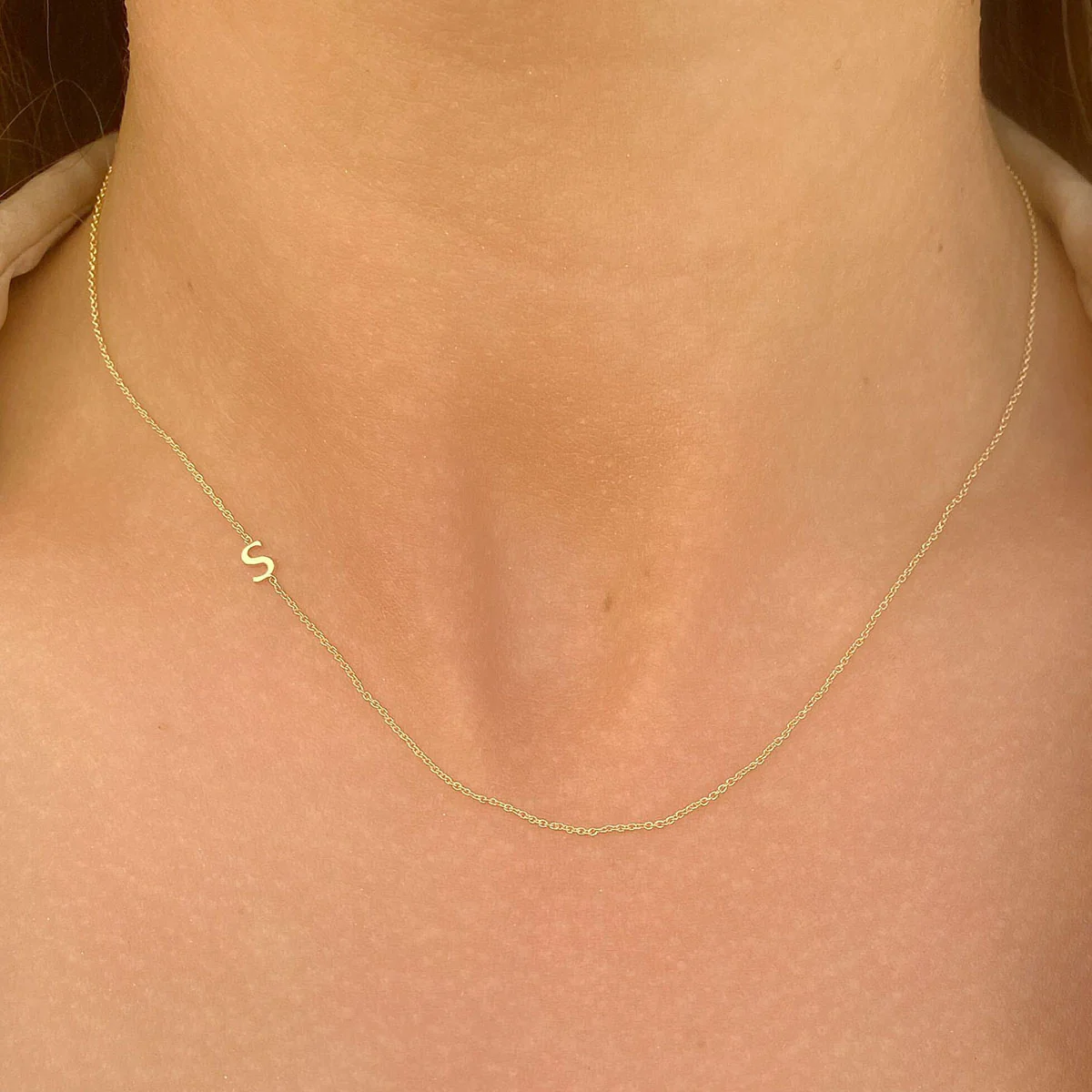 14K Gold Asymmetrical Initial Necklace - Image 5