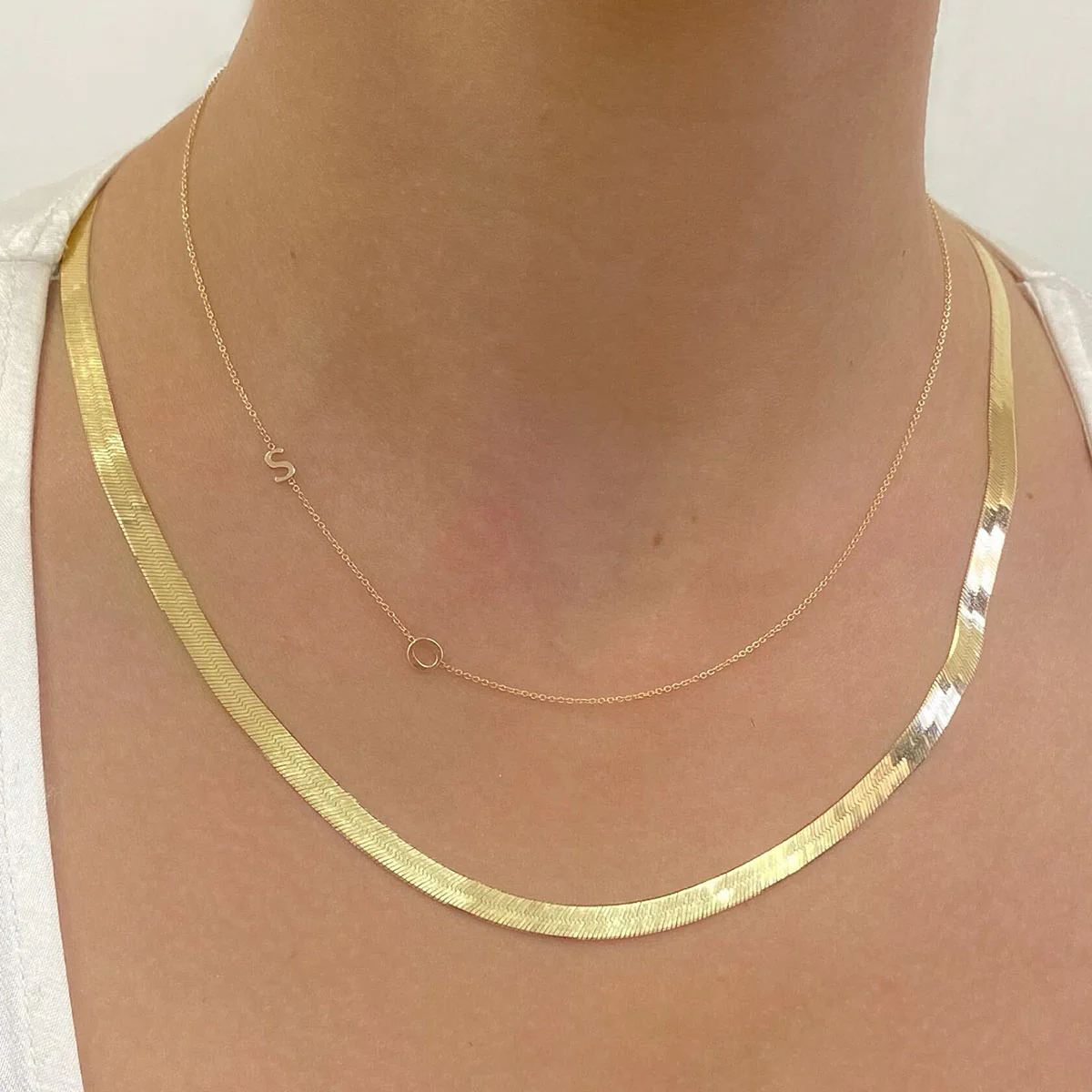 14K Gold Asymmetrical Multi Initial Necklace - Image 6