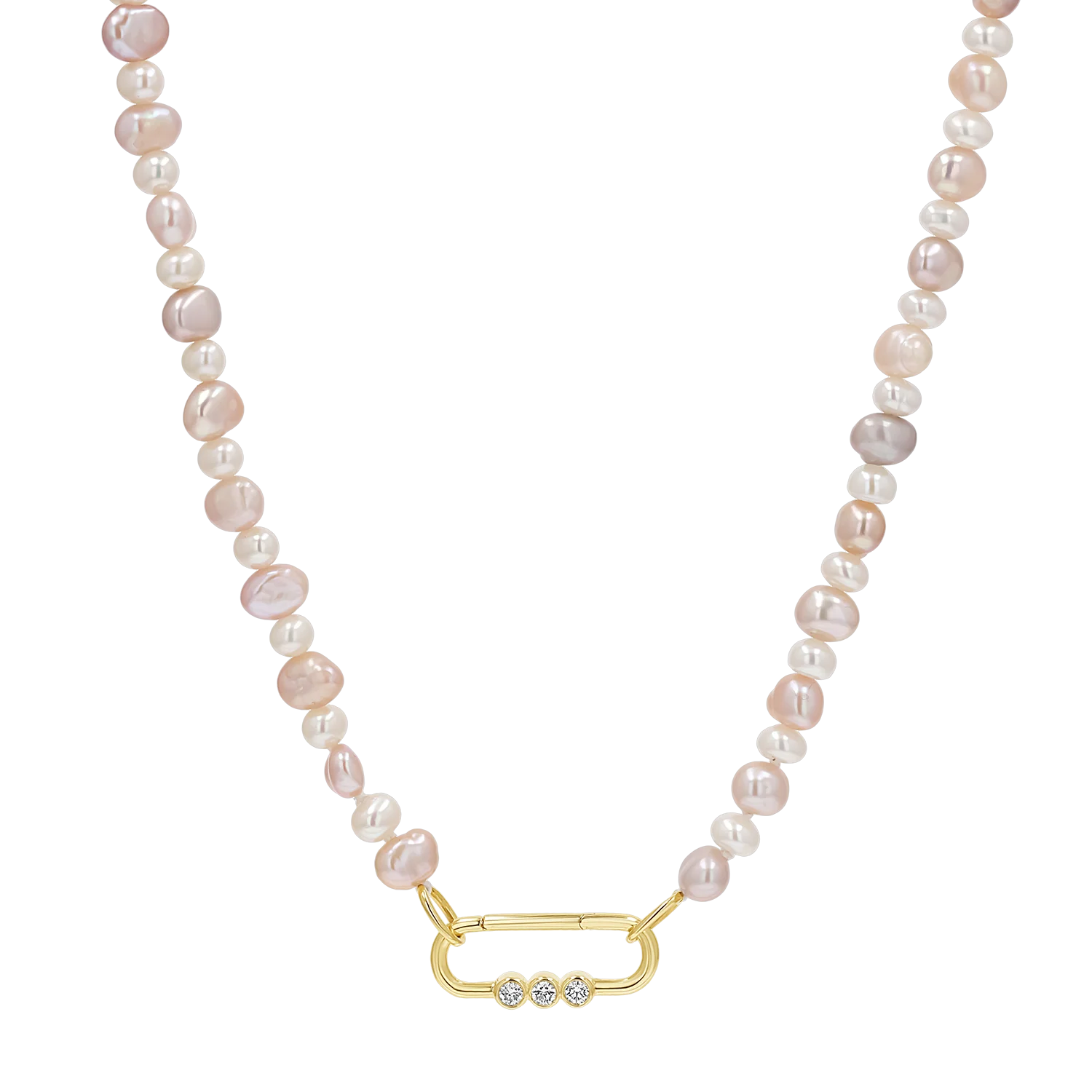 Blush and White Pearl Connector Necklace - Image 3