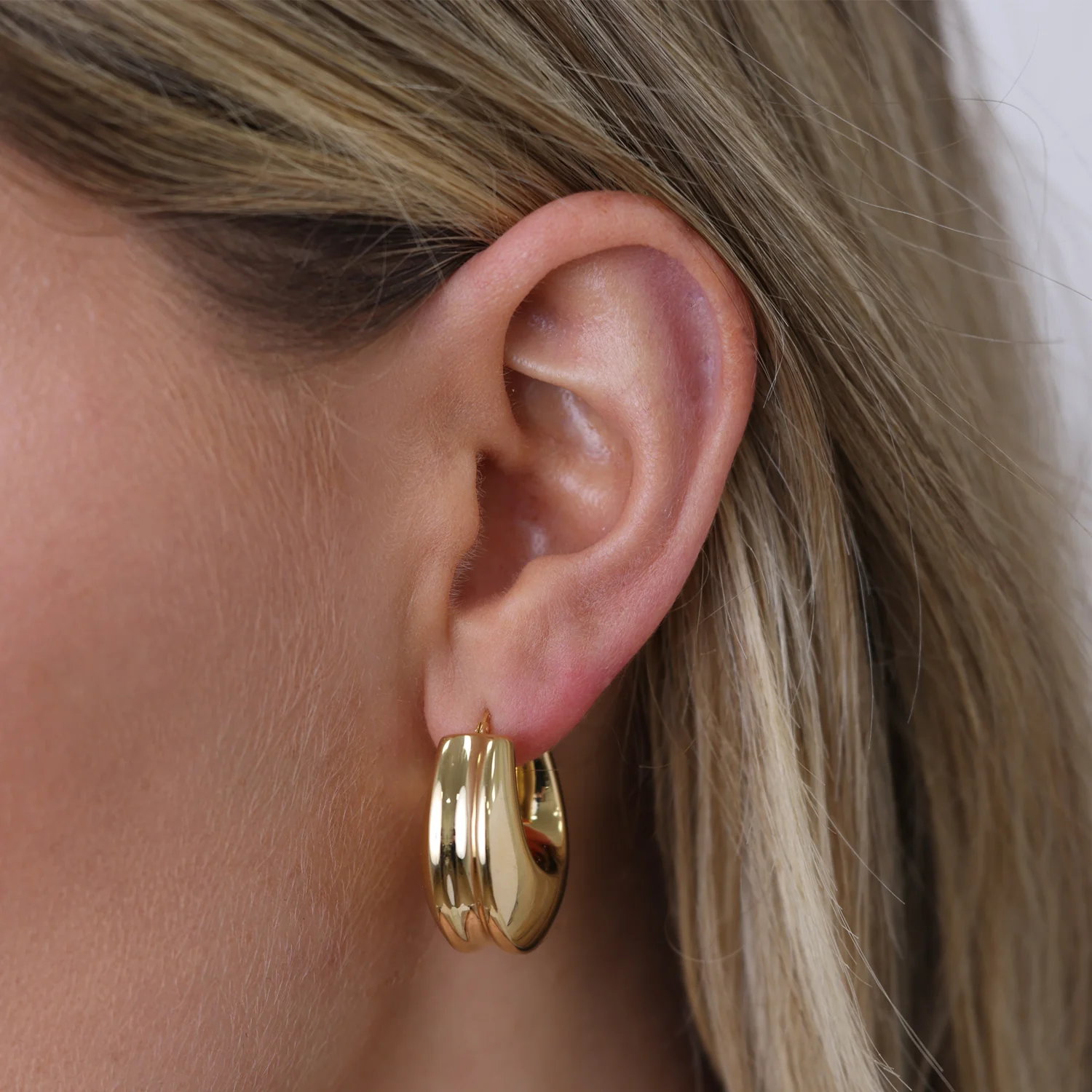 Chunky Deco Hoop Earrings - Image 3
