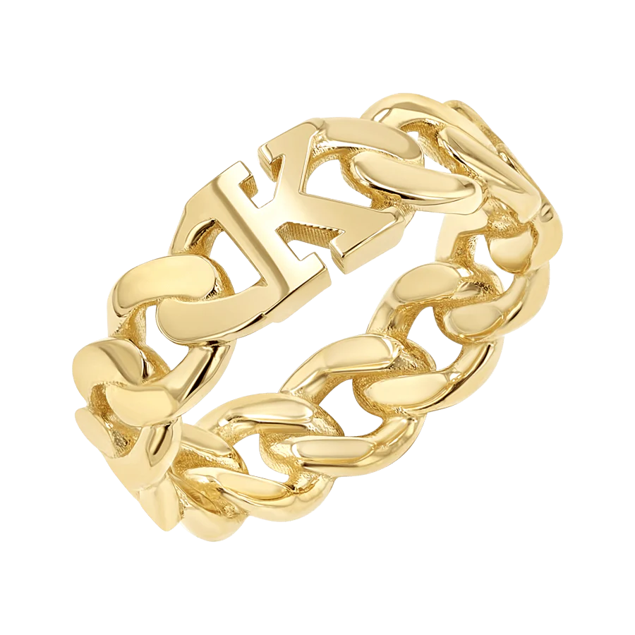 Cuban Link Custom Initial Ring - Image 5