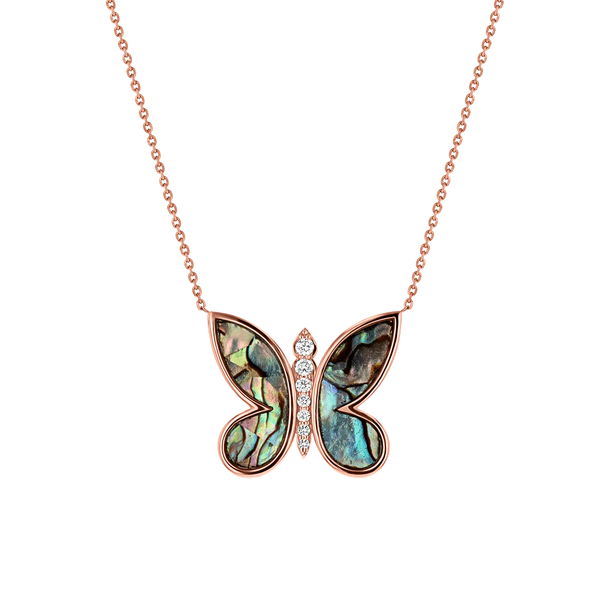 Diamond Abalone Inlay Butterfly Necklace - Image 3