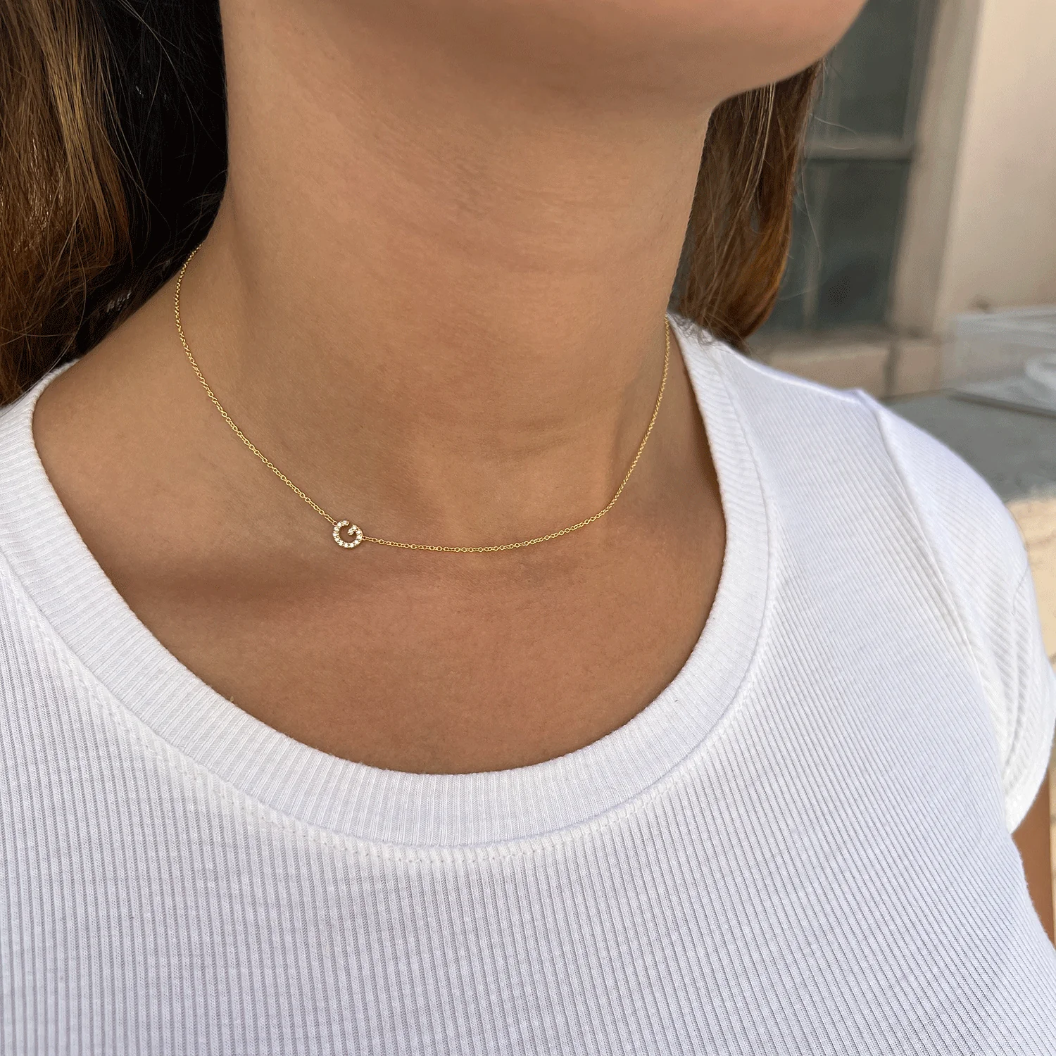 Diamond Asymmetrical Initial Necklace - Image 5