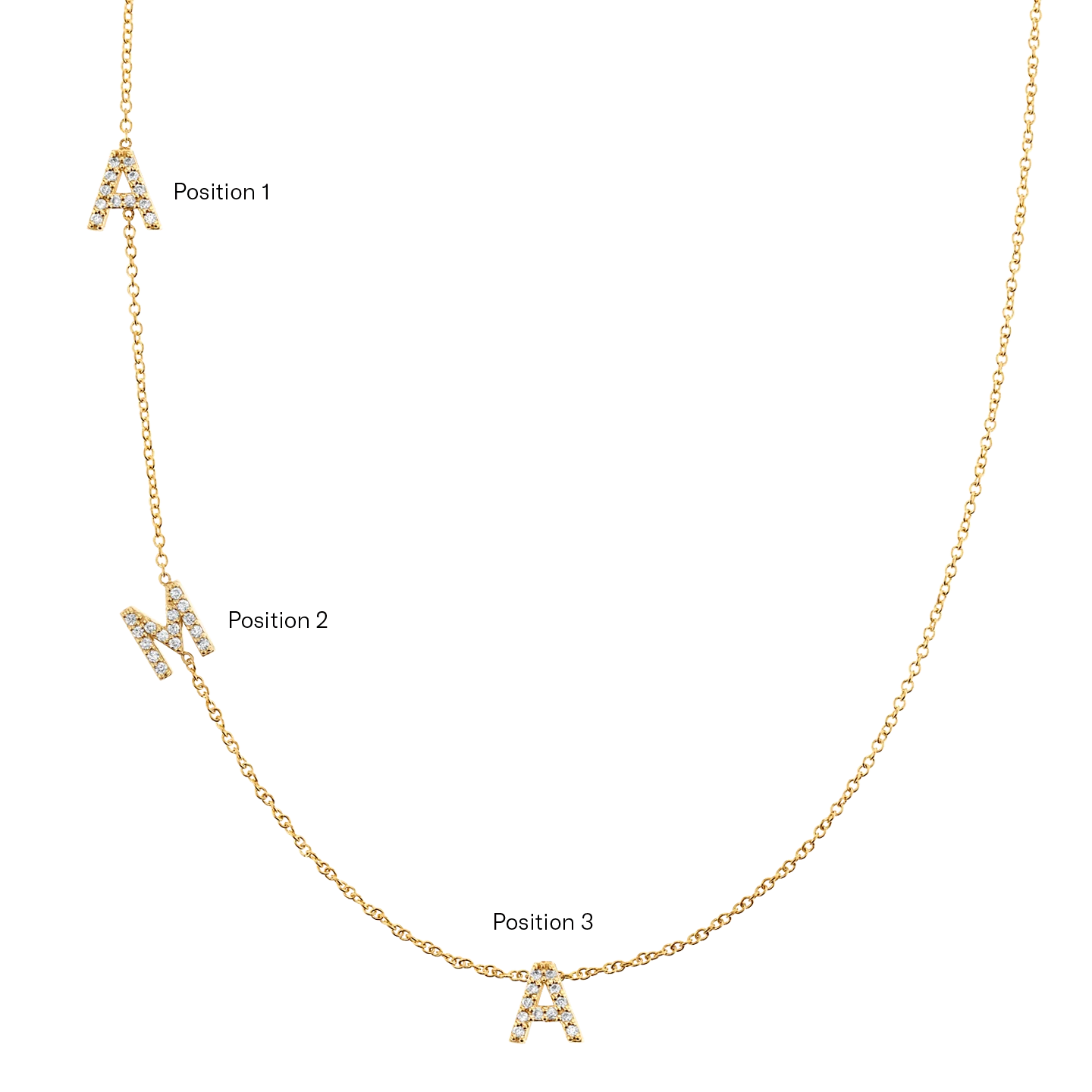 Diamond Asymmetrical Multi Initial Necklace - Image 5