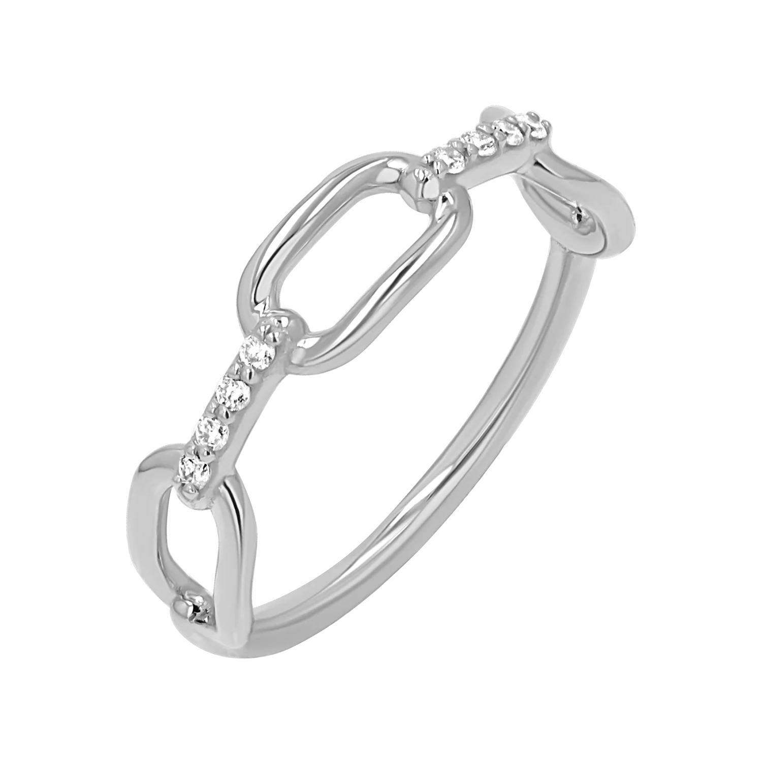 Diamond Bar Paper Clip Link Ring - Image 2