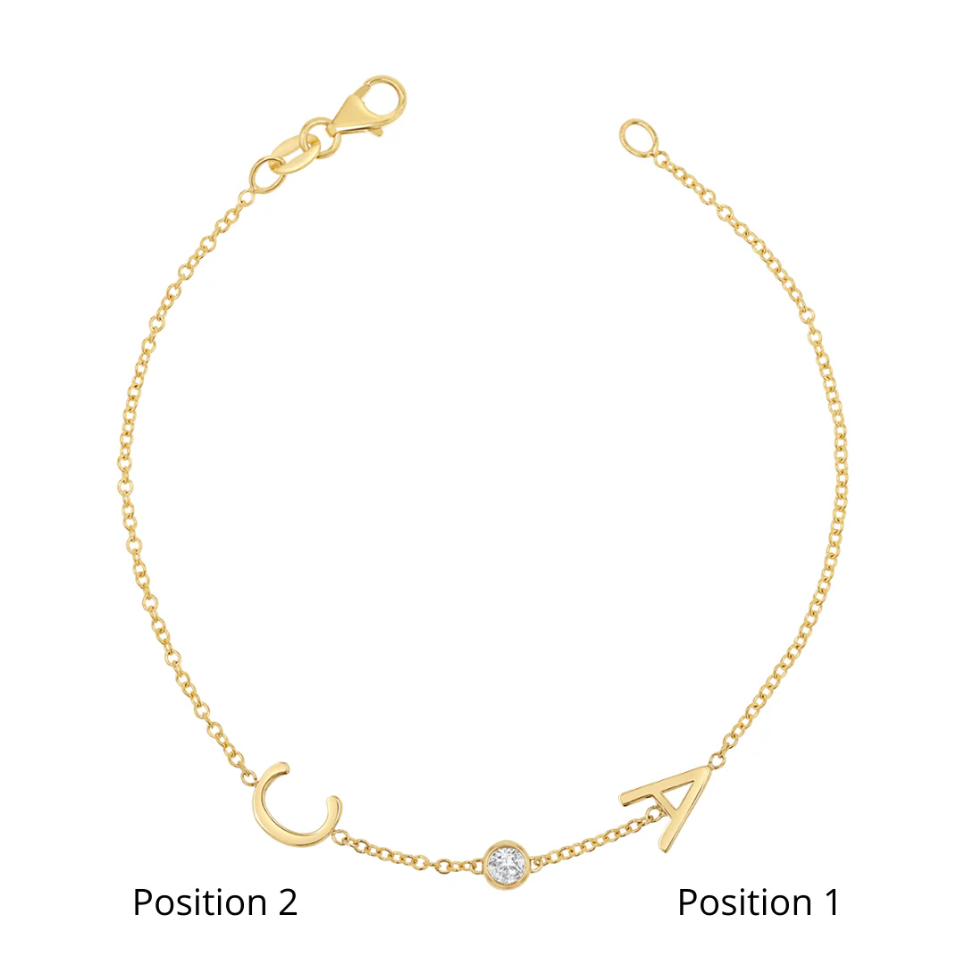 Diamond Bezel Multi Initial Bracelet - Image 6