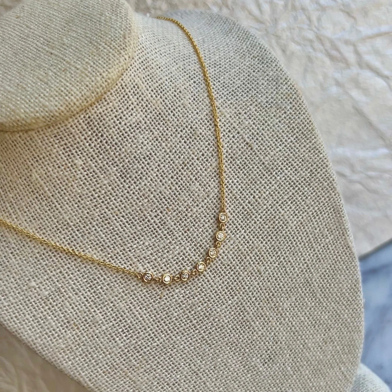 Diamond Bezel Station Necklace - Image 4