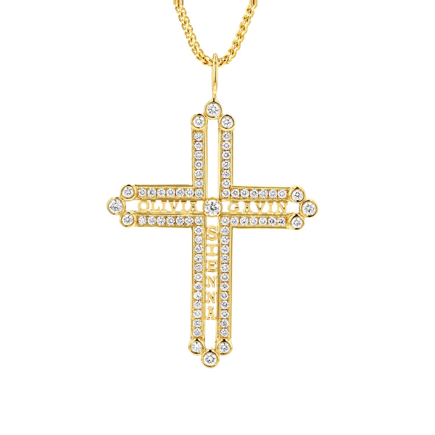 Diamond Custom Name Cross Pendant - Image 4