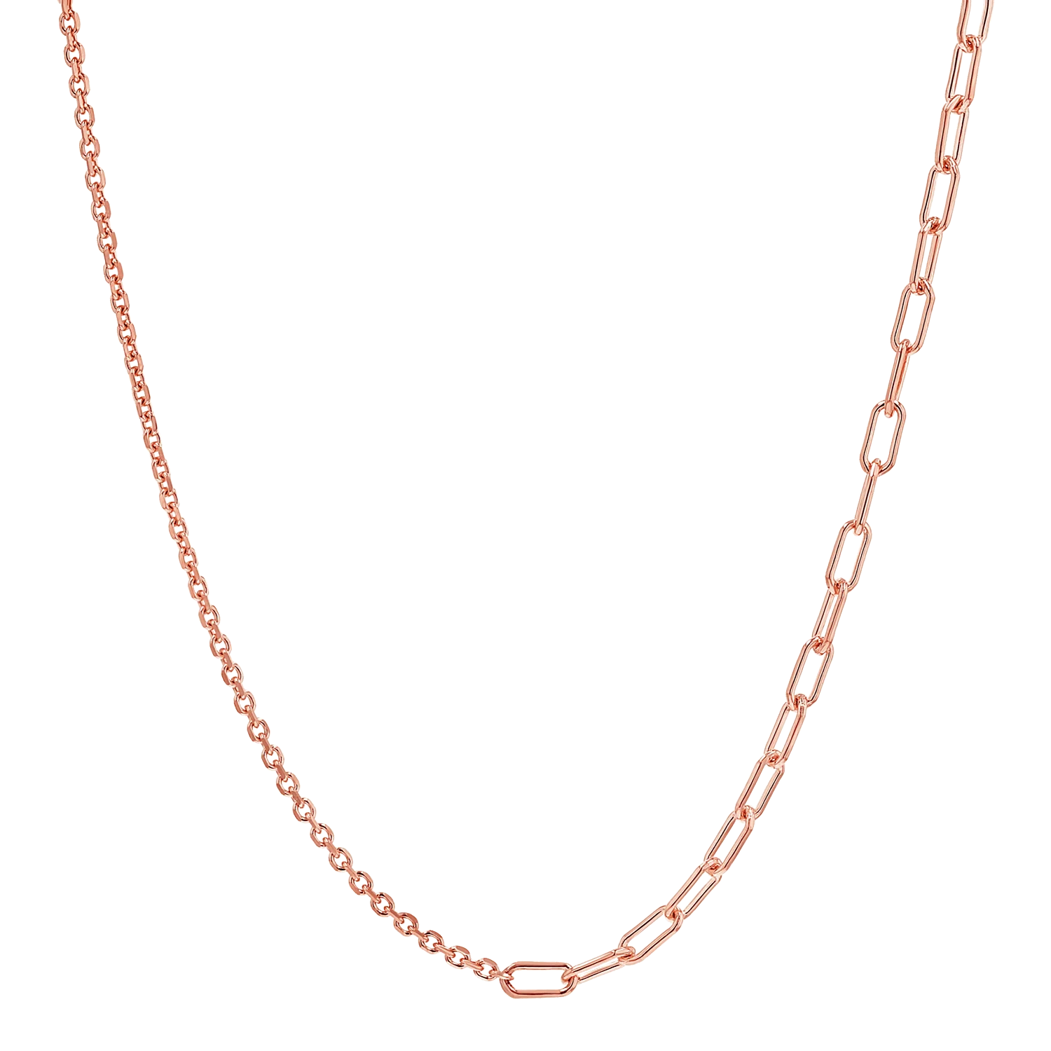 Diamond Cut Rolo & Paper Clip Chain Necklace - Image 3