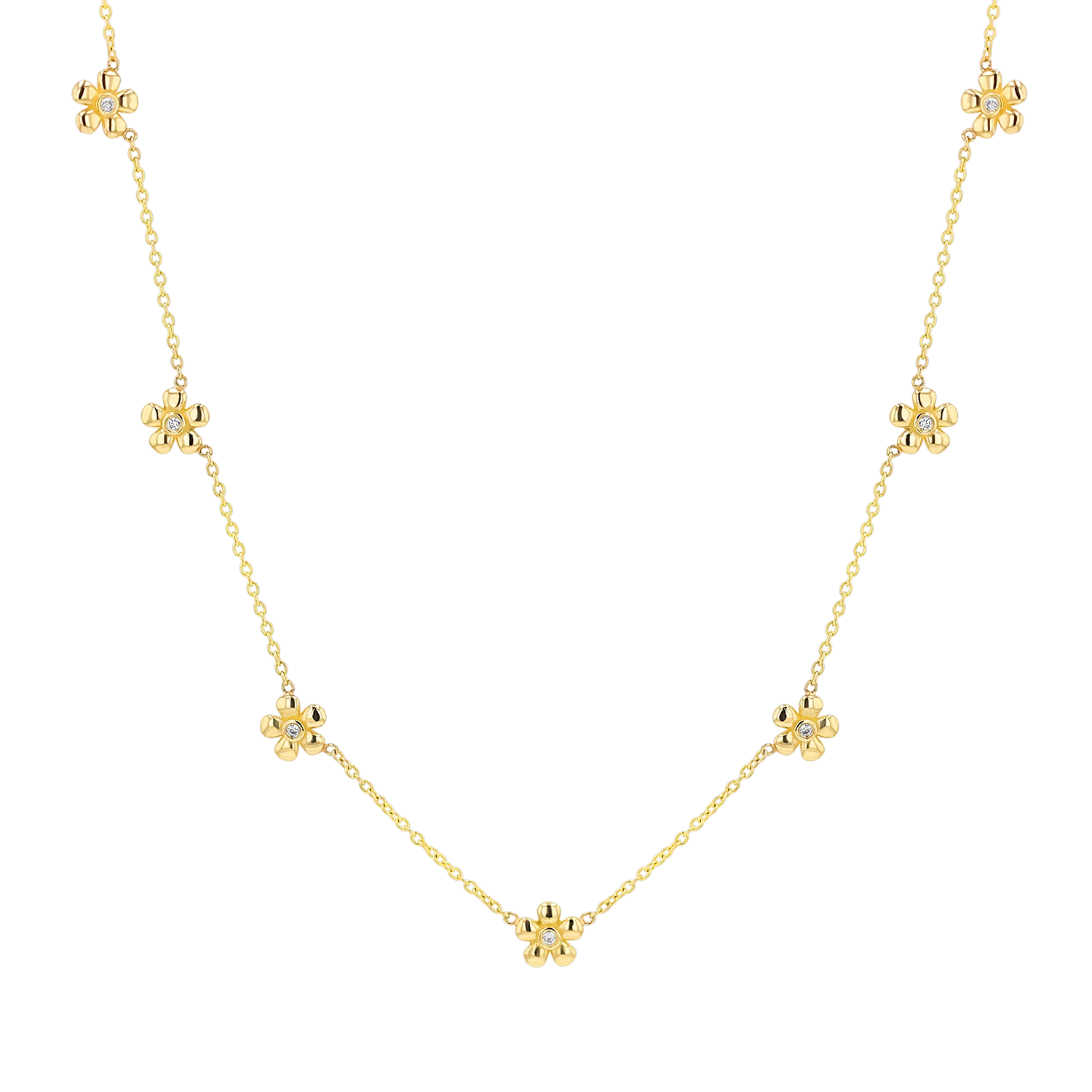 Diamond Flower Chain Necklace