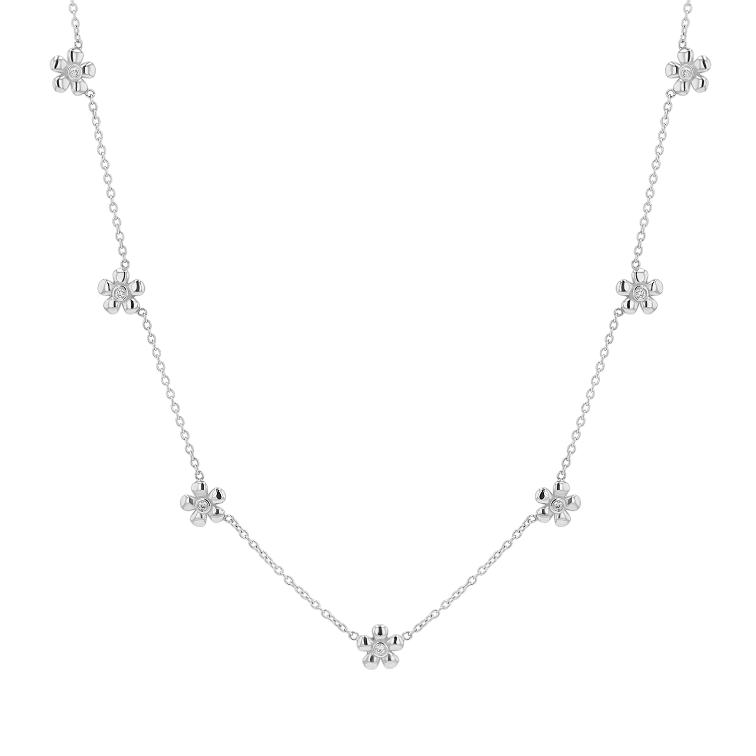 Diamond Flower Chain Necklace - Image 2