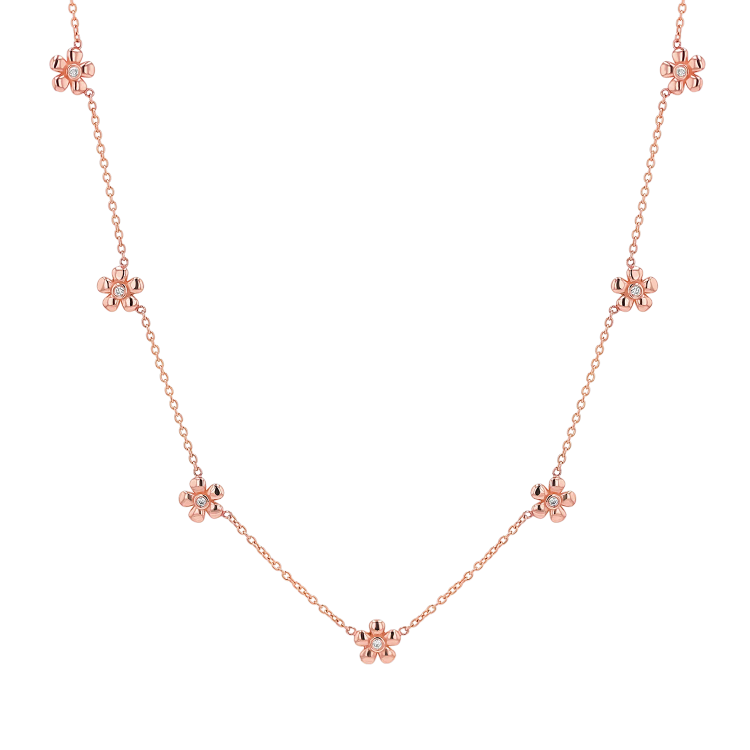 Diamond Flower Chain Necklace - Image 3