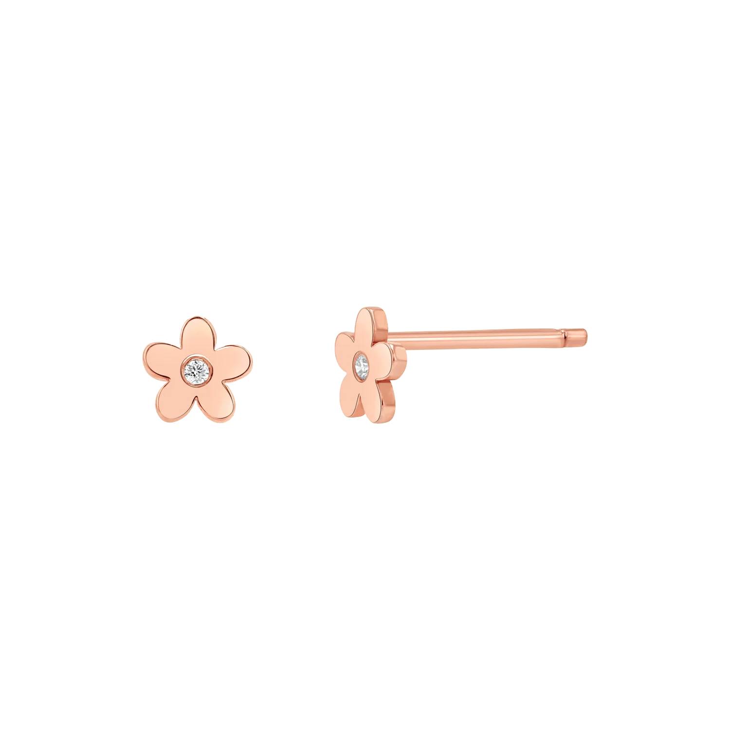 Diamond Flower Stud Earrings - Image 3