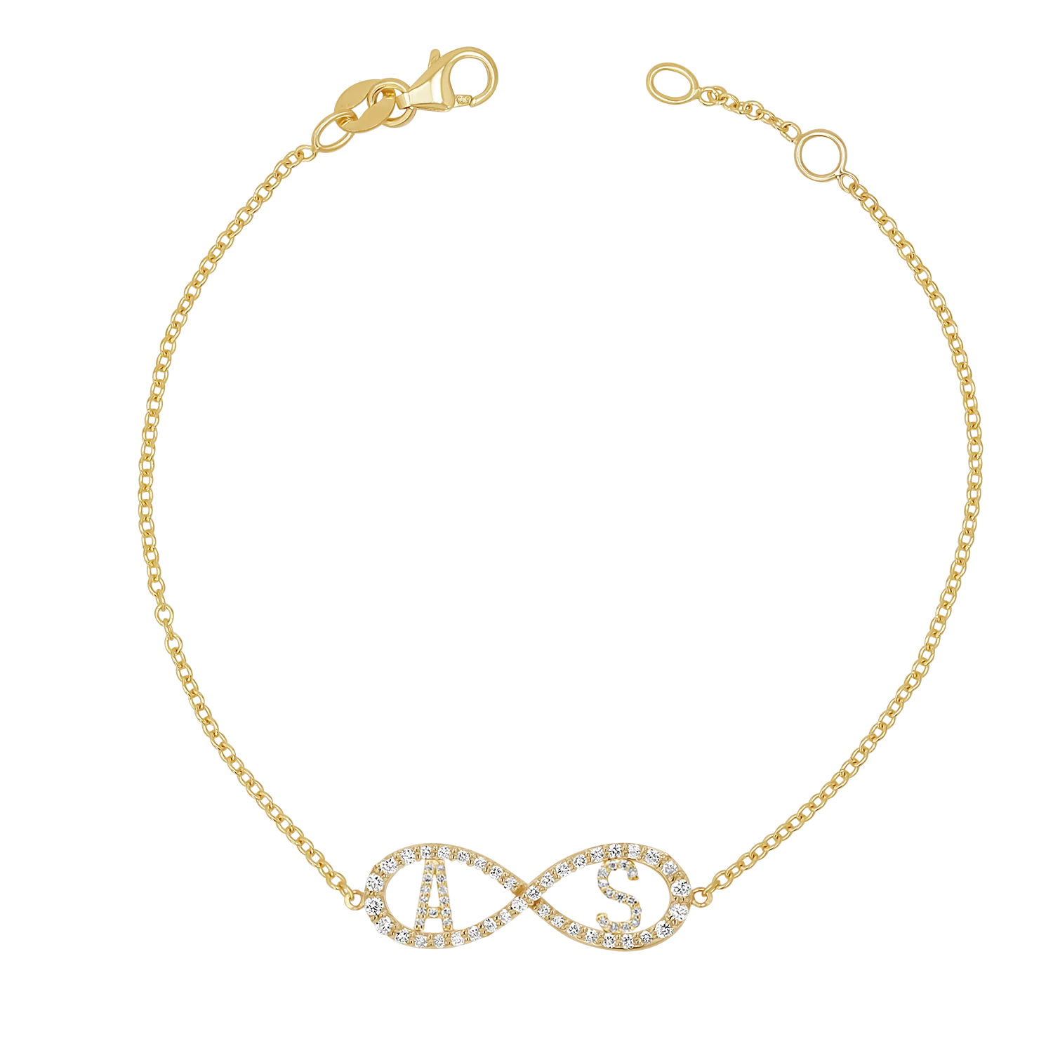 Diamond Infinity Letter Bracelet