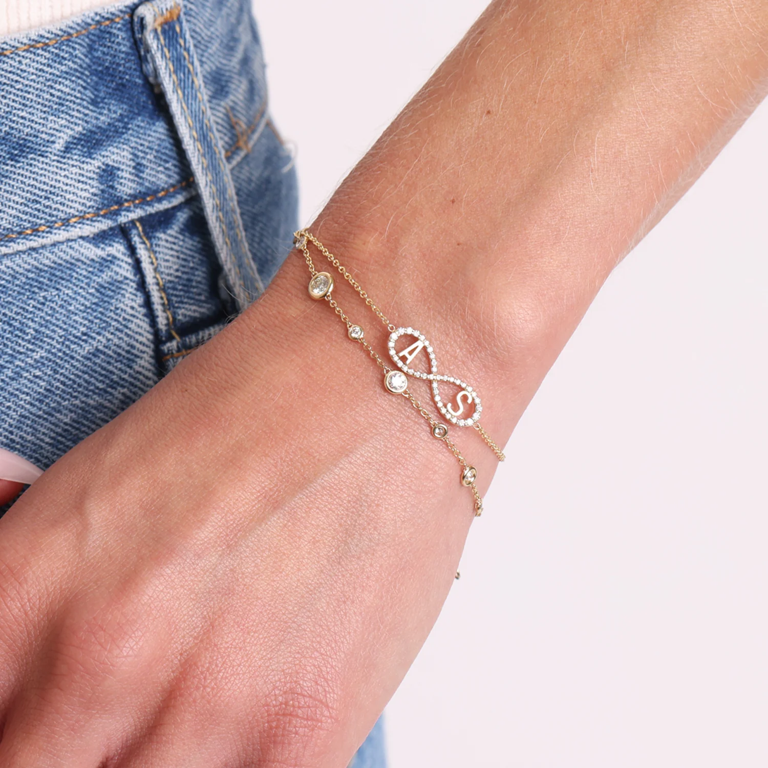 Diamond Infinity Letter Bracelet - Image 9