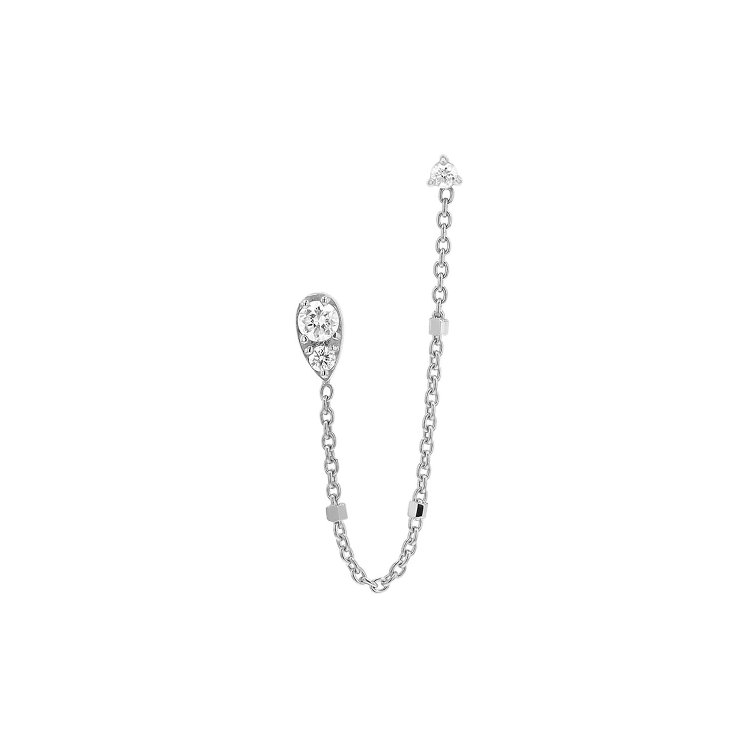 Diamond Pear Chain Duo Stud Earrings - Image 5