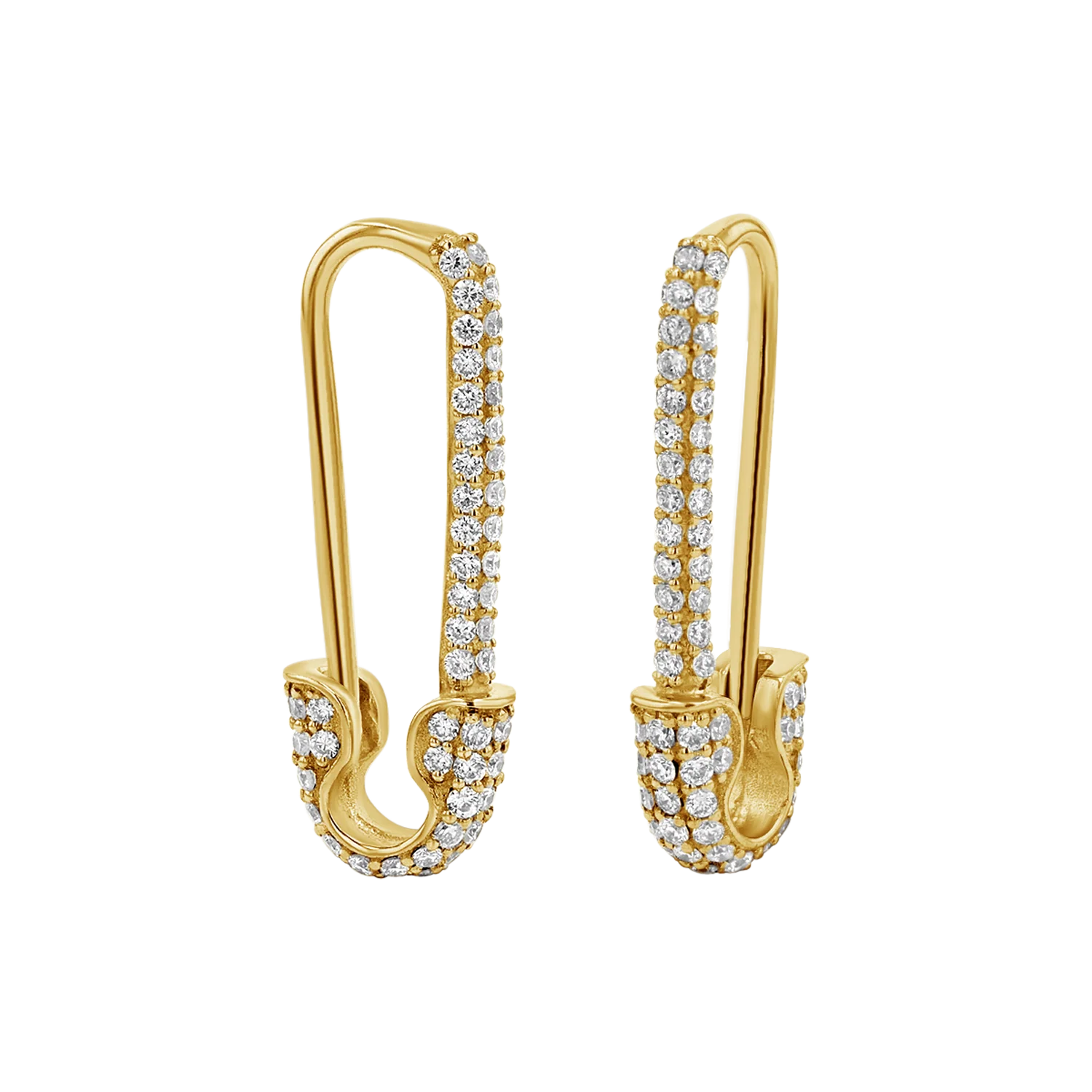 Diamond Safety Pin Earrings