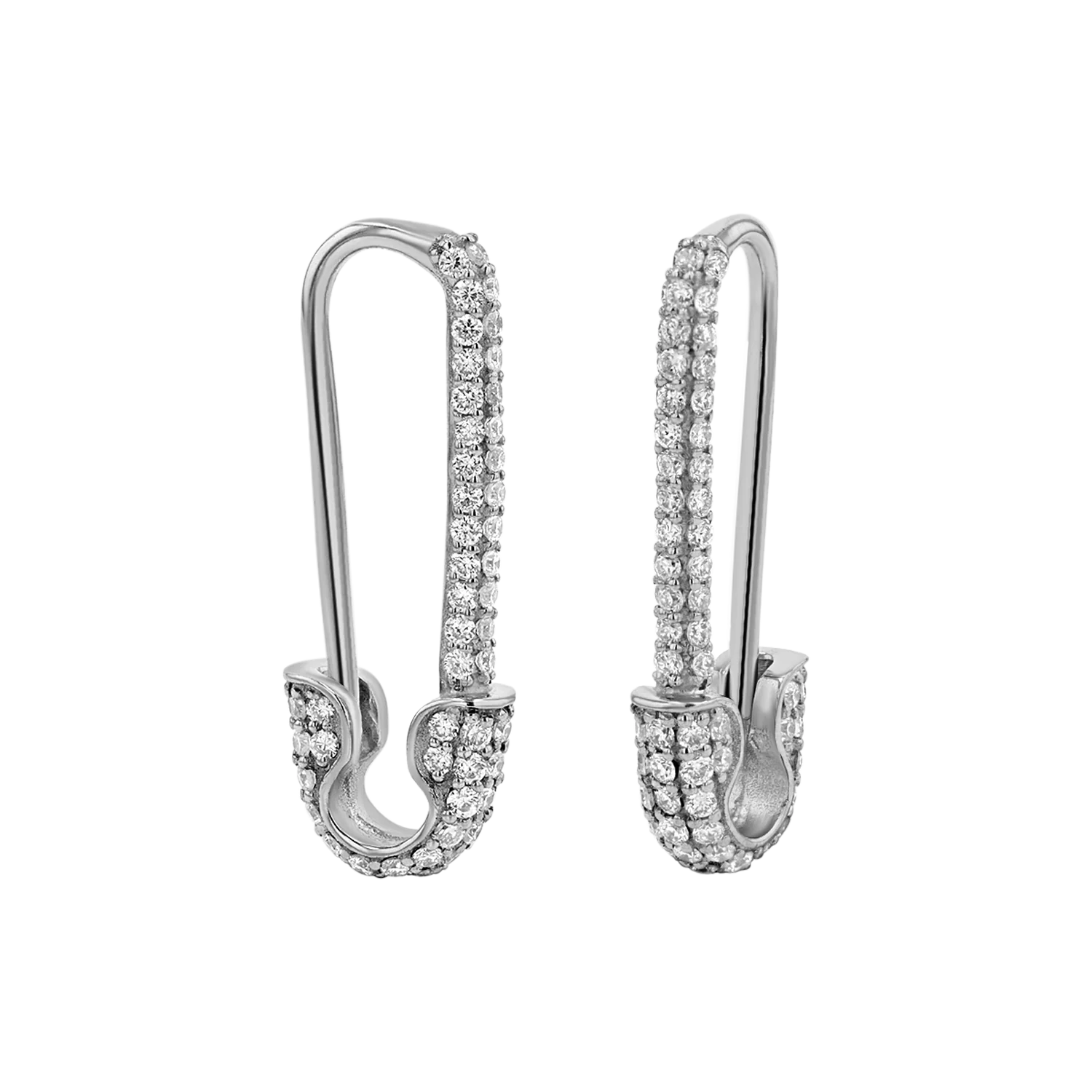 Diamond Safety Pin Earrings - Image 2