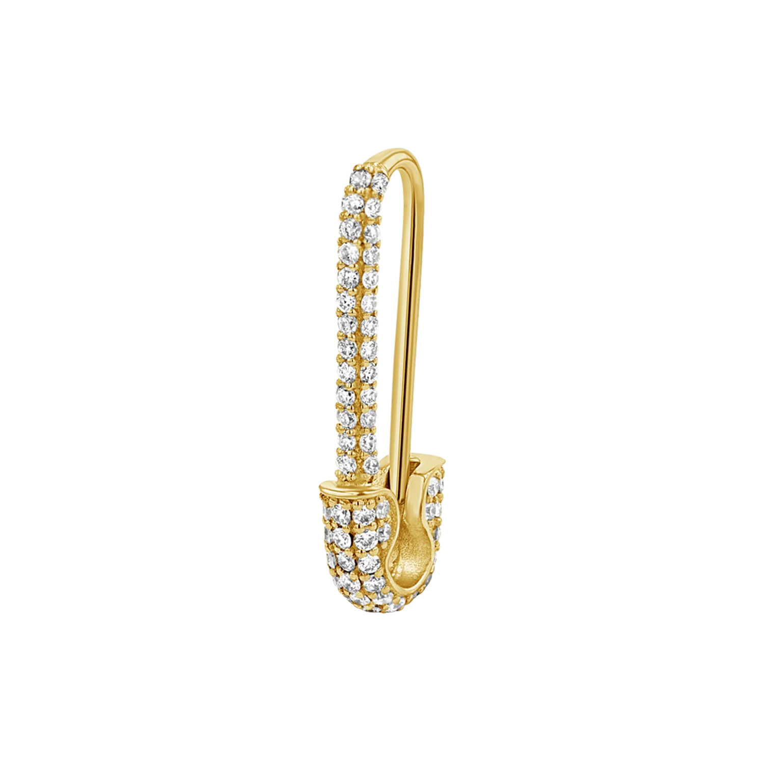 Diamond Safety Pin Earrings - Image 4