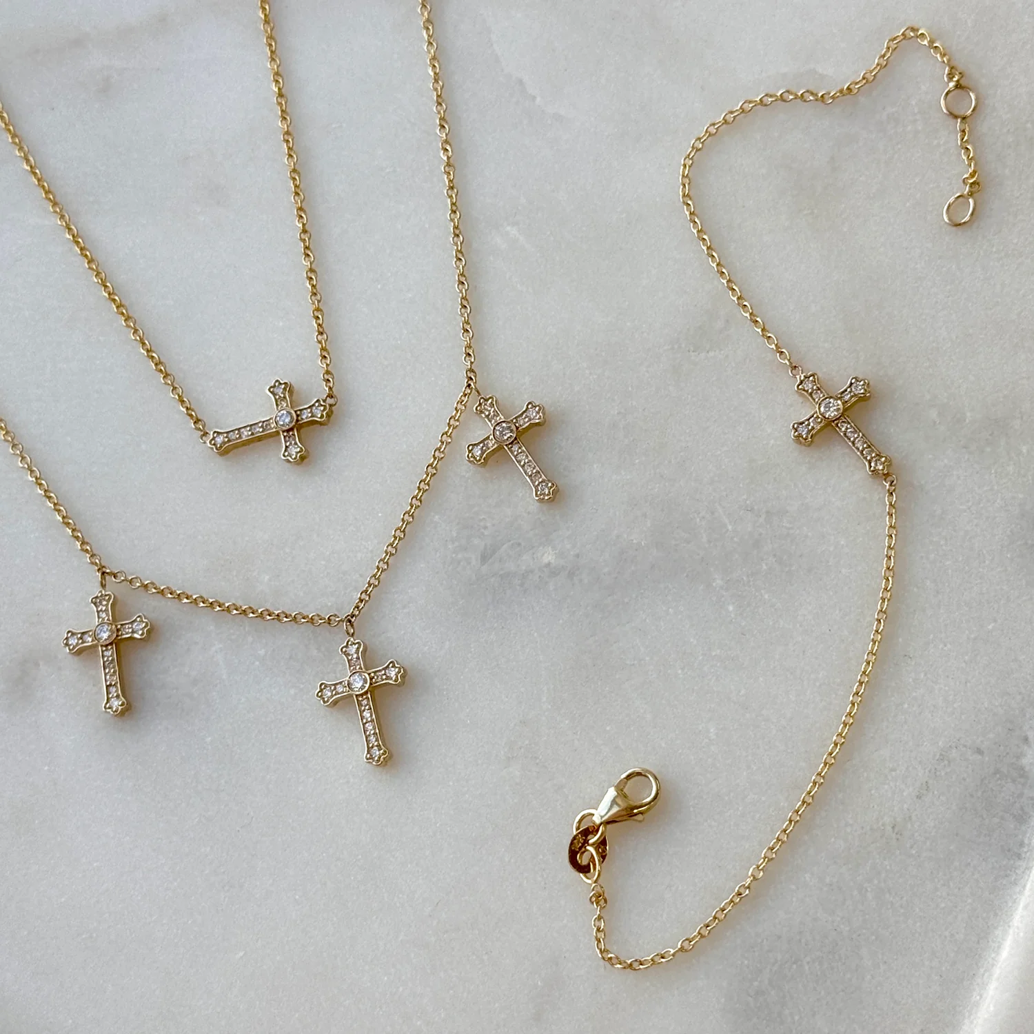 Diamond Sideways Cross Bracelet - Image 4