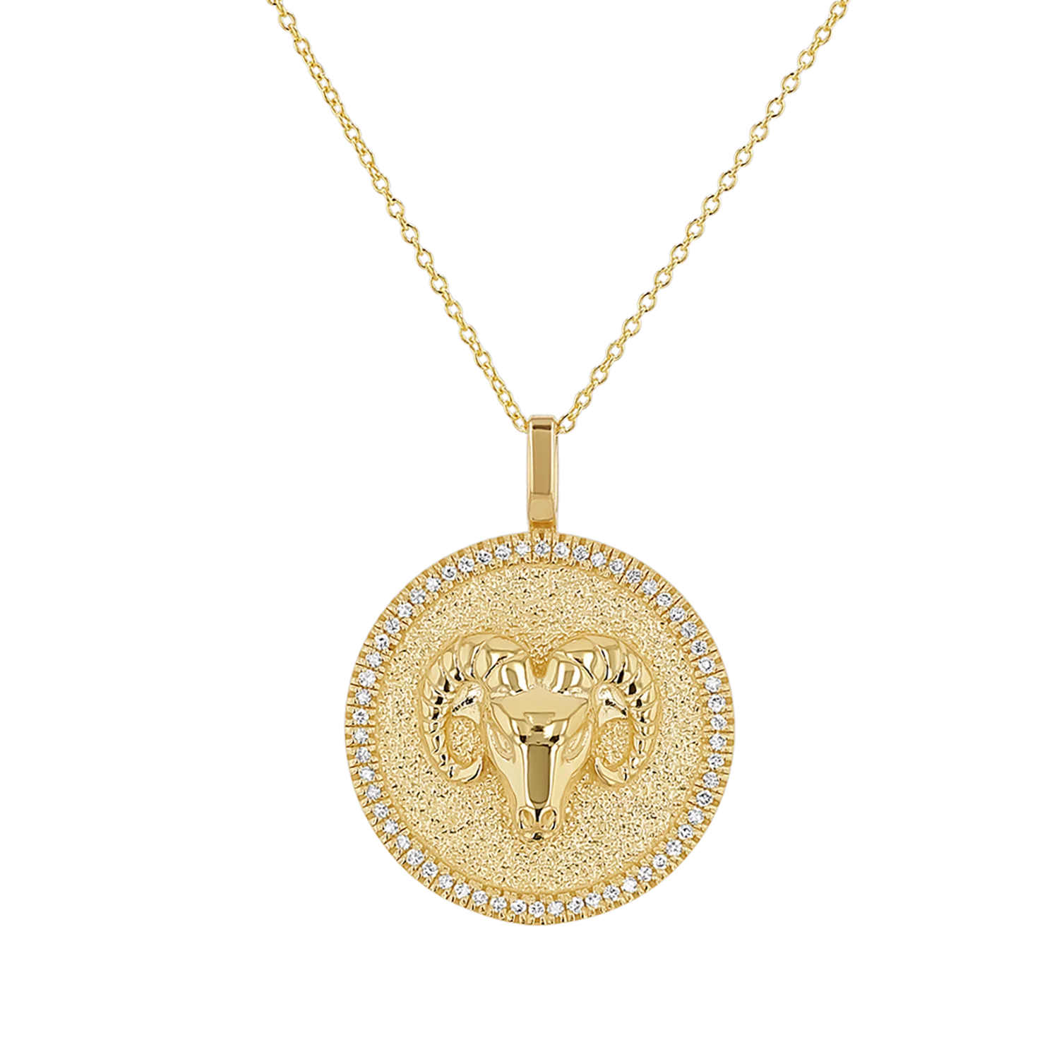Diamond Zodiac Coin Medallion Necklace