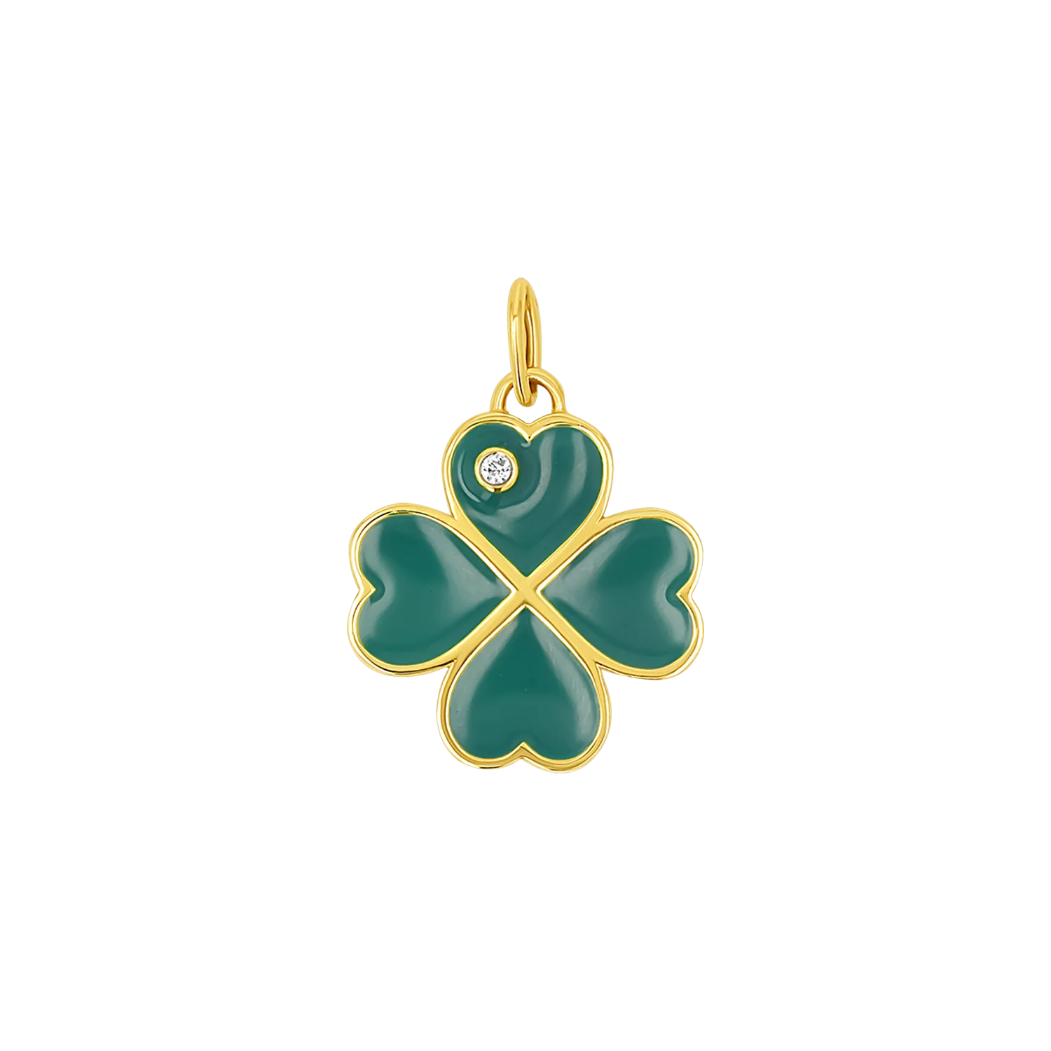 Emerald Clover Charm With Diamond Accent