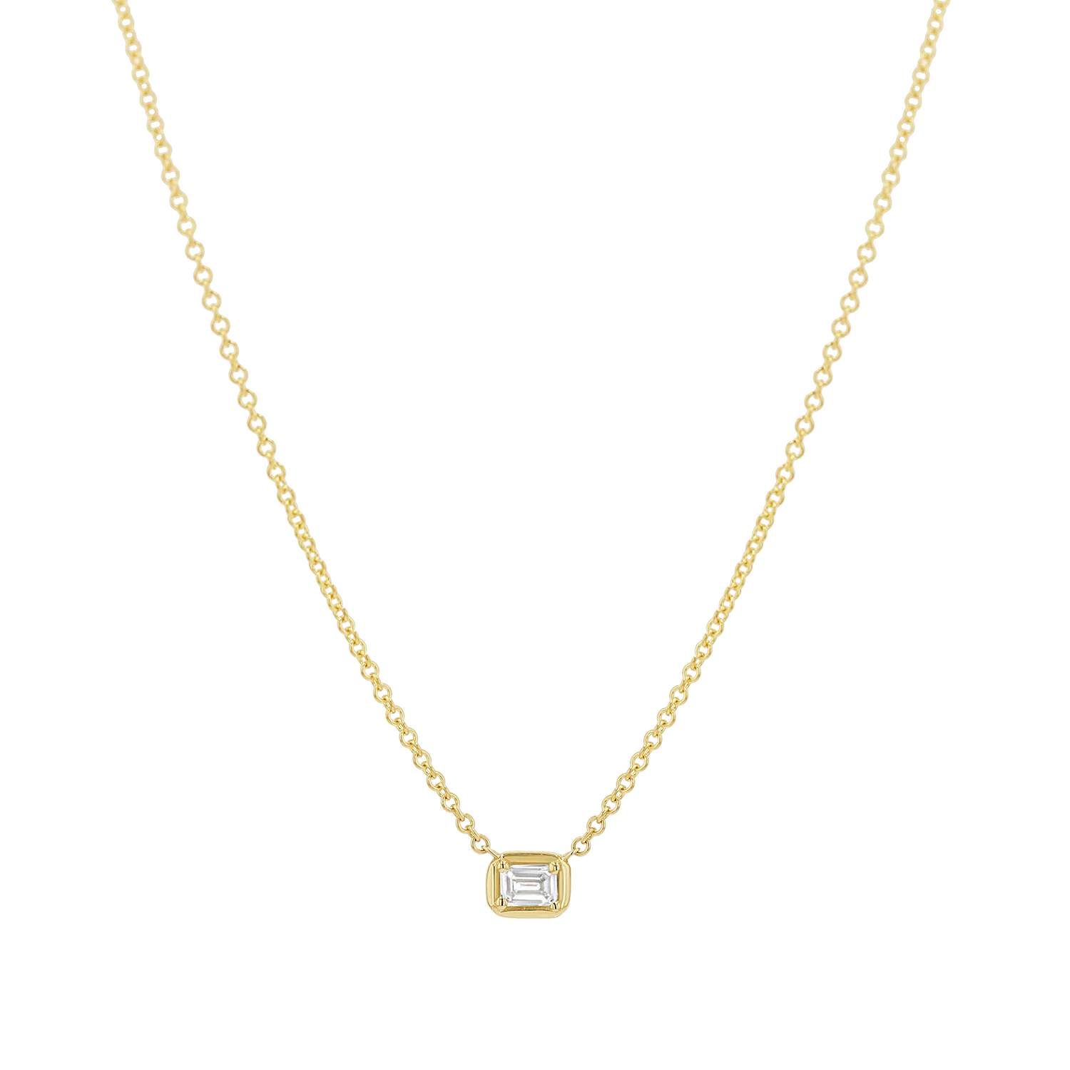 Emerald Diamond Solitaire Necklace