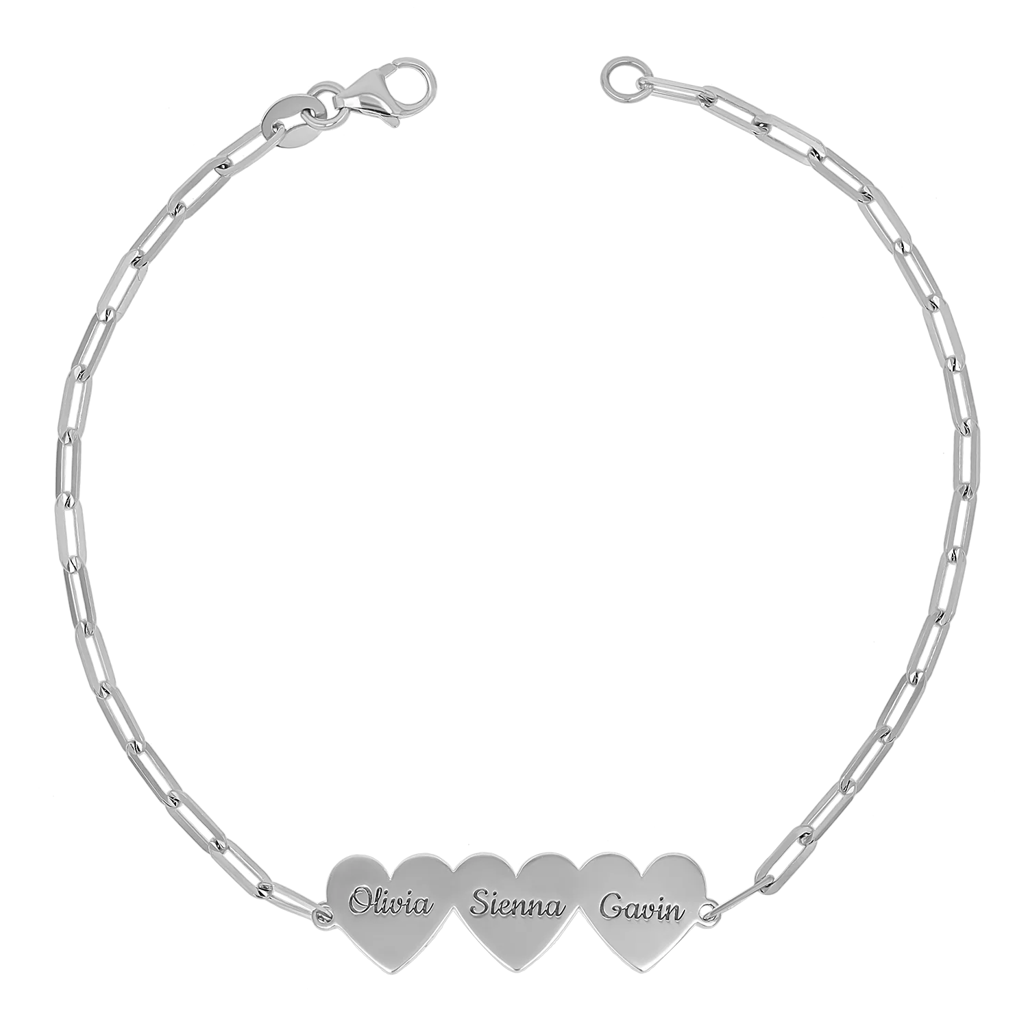 Engravable Multi Heart Paper Clip Bracelet - Image 2