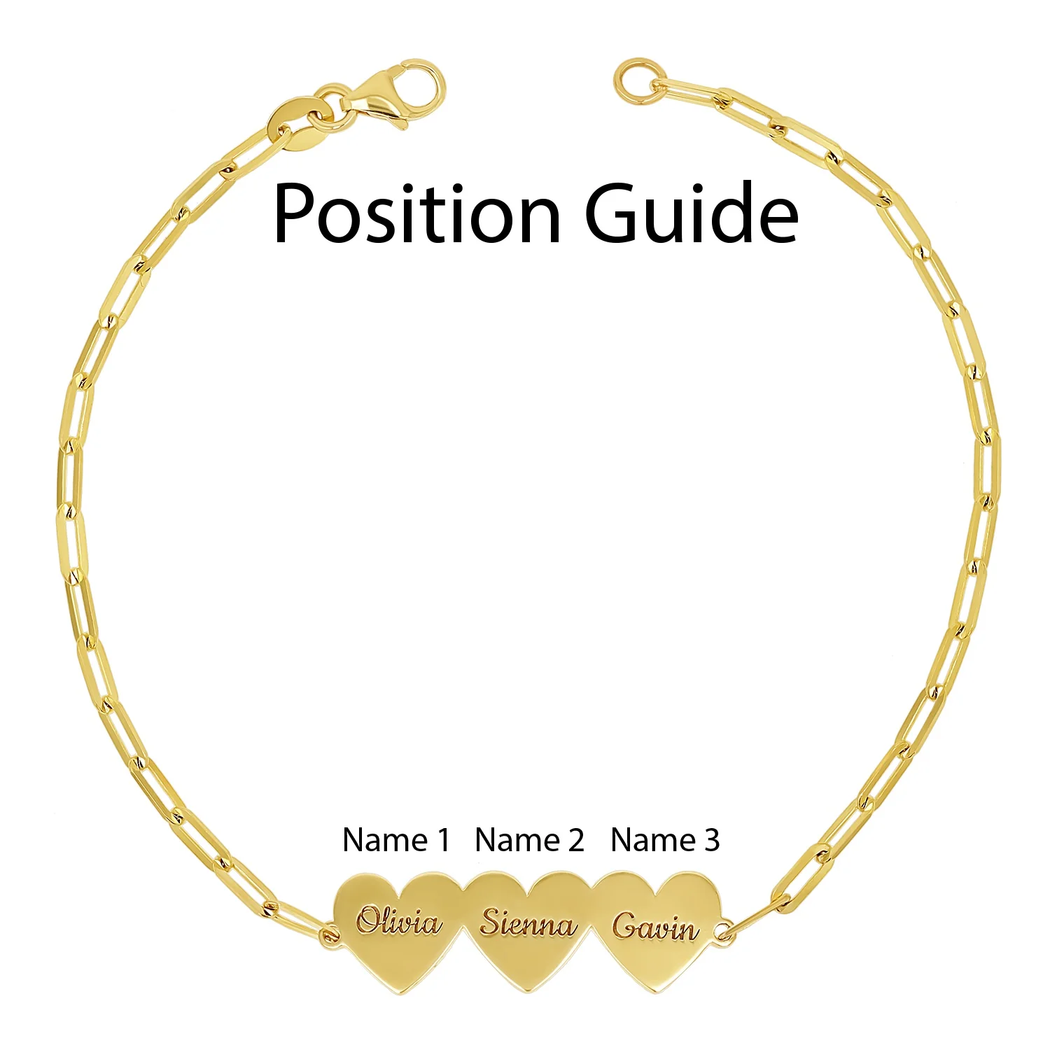 Engravable Multi Heart Paper Clip Bracelet - Image 4