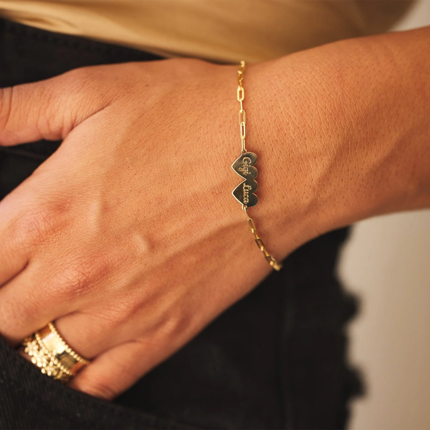 Engravable Multi Heart Paper Clip Bracelet - Image 5