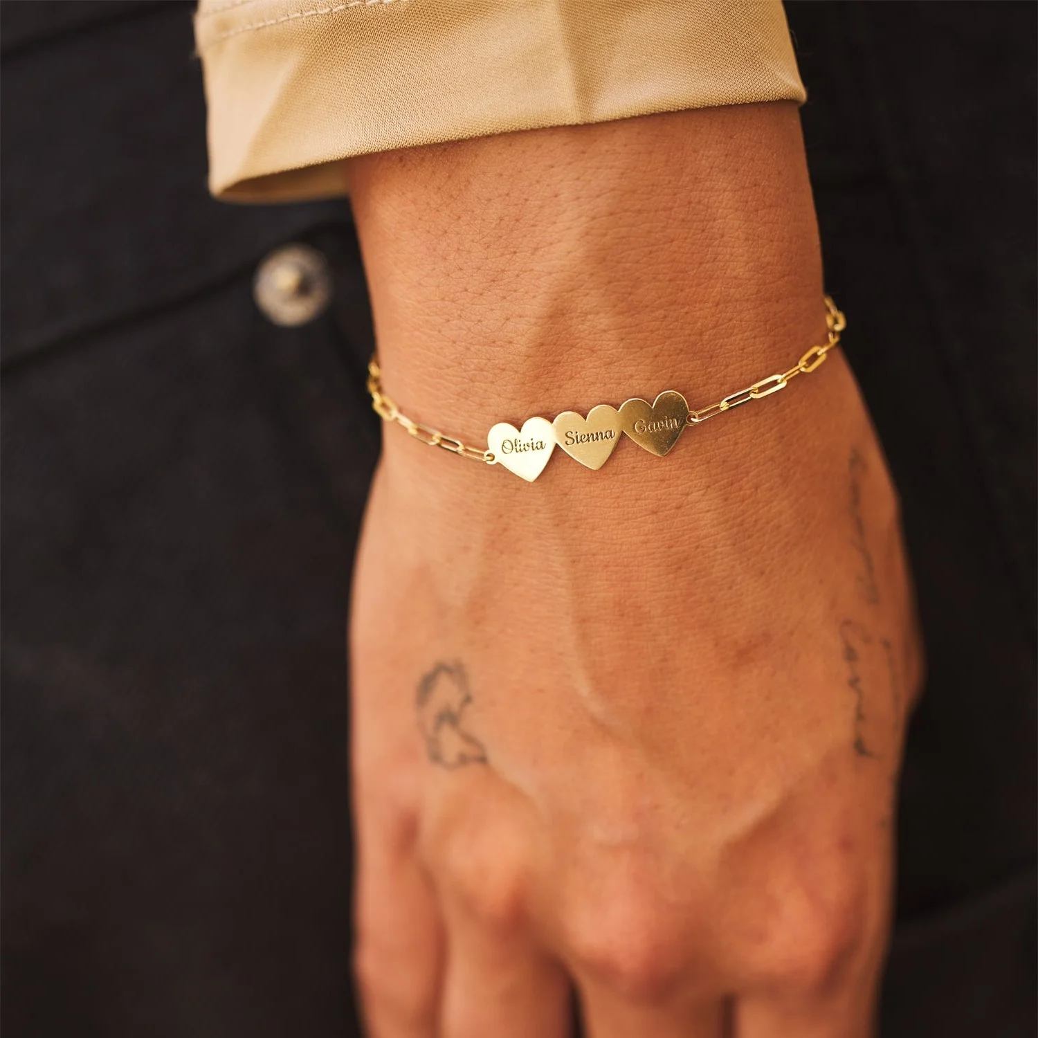 Engravable Multi Heart Paper Clip Bracelet - Image 8