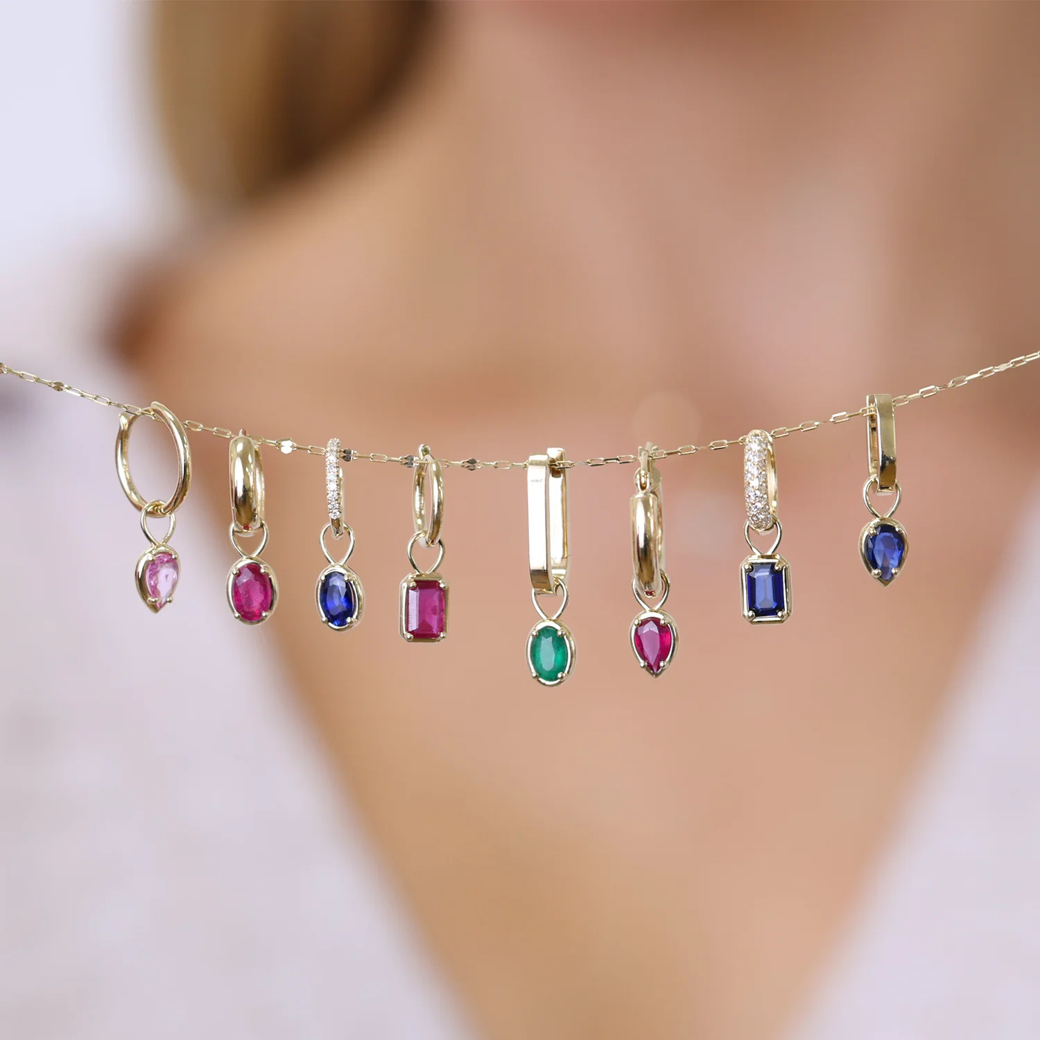 Gemstone Emerald Huggie Charms - Image 13