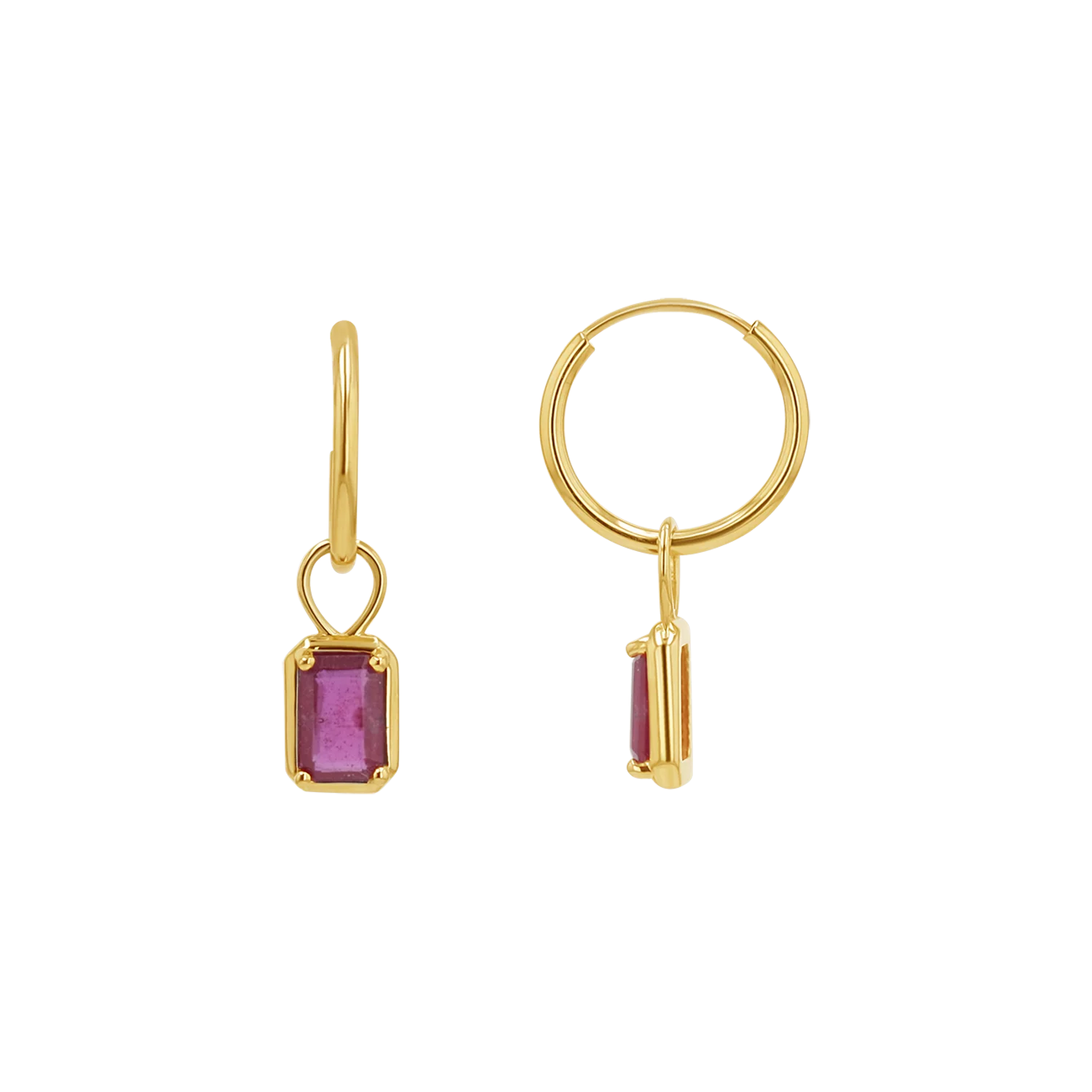 Gemstone Emerald Huggie Charms - Image 4
