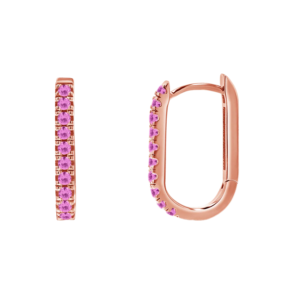 Gemstone Pave Paper Clip Huggie Earrings - Image 10