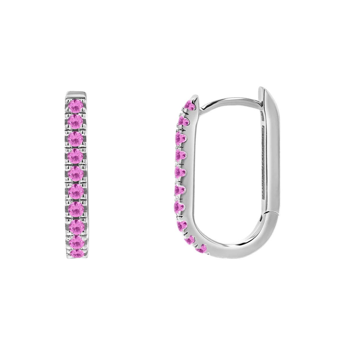 Gemstone Pave Paper Clip Huggie Earrings - Image 8