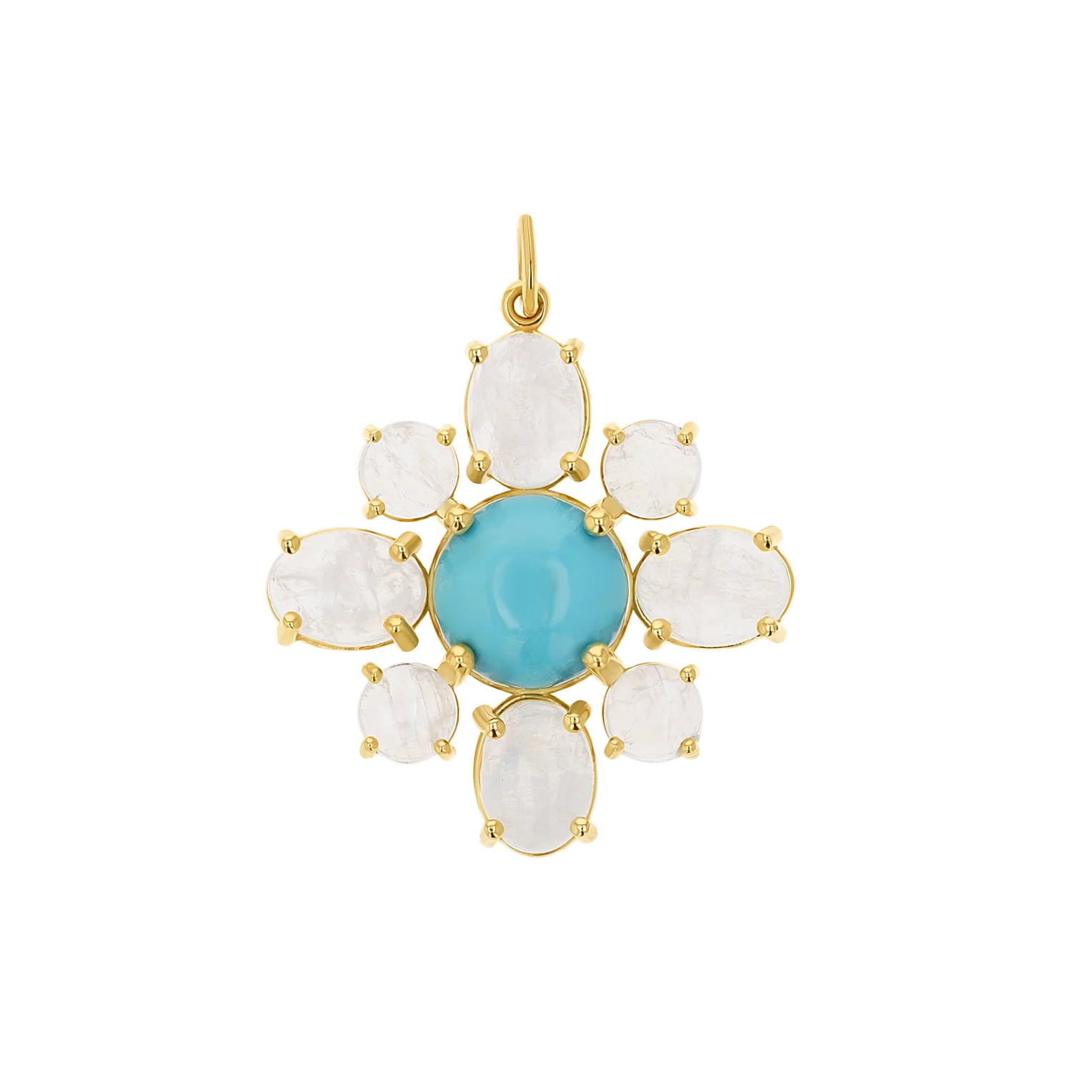 Genuine Turquoise Moonstone Fleur Charm