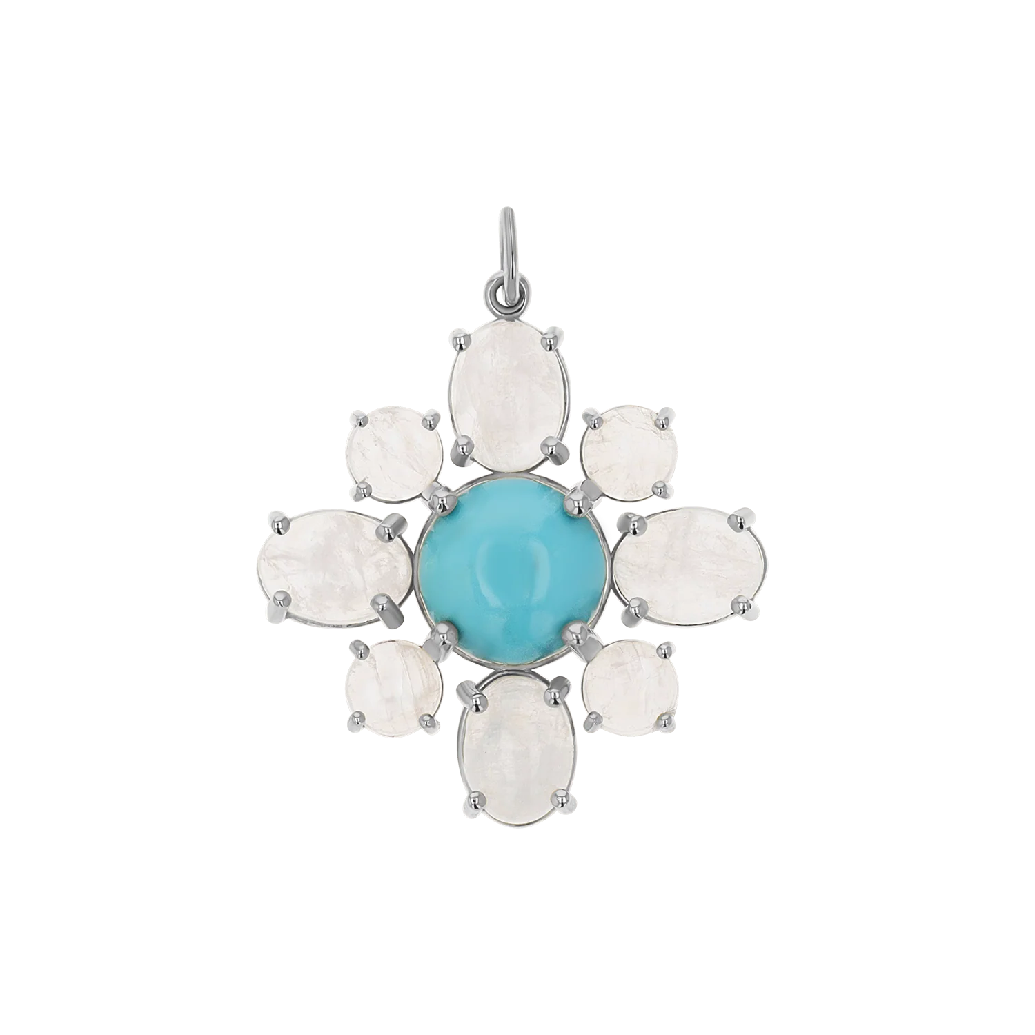 Genuine Turquoise Moonstone Fleur Charm - Image 2