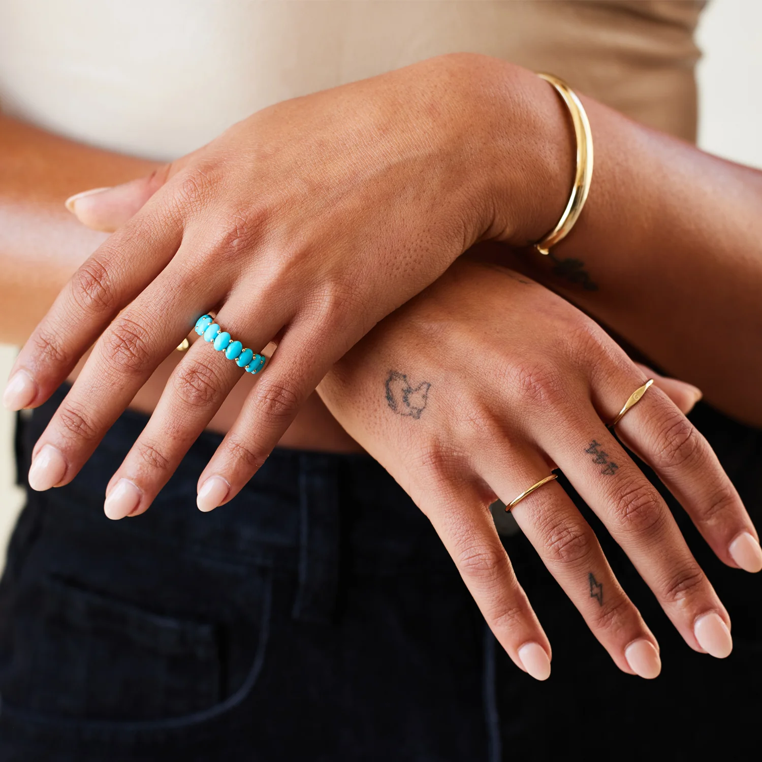 Genuine Turquoise Oval Eternity Band - Image 4