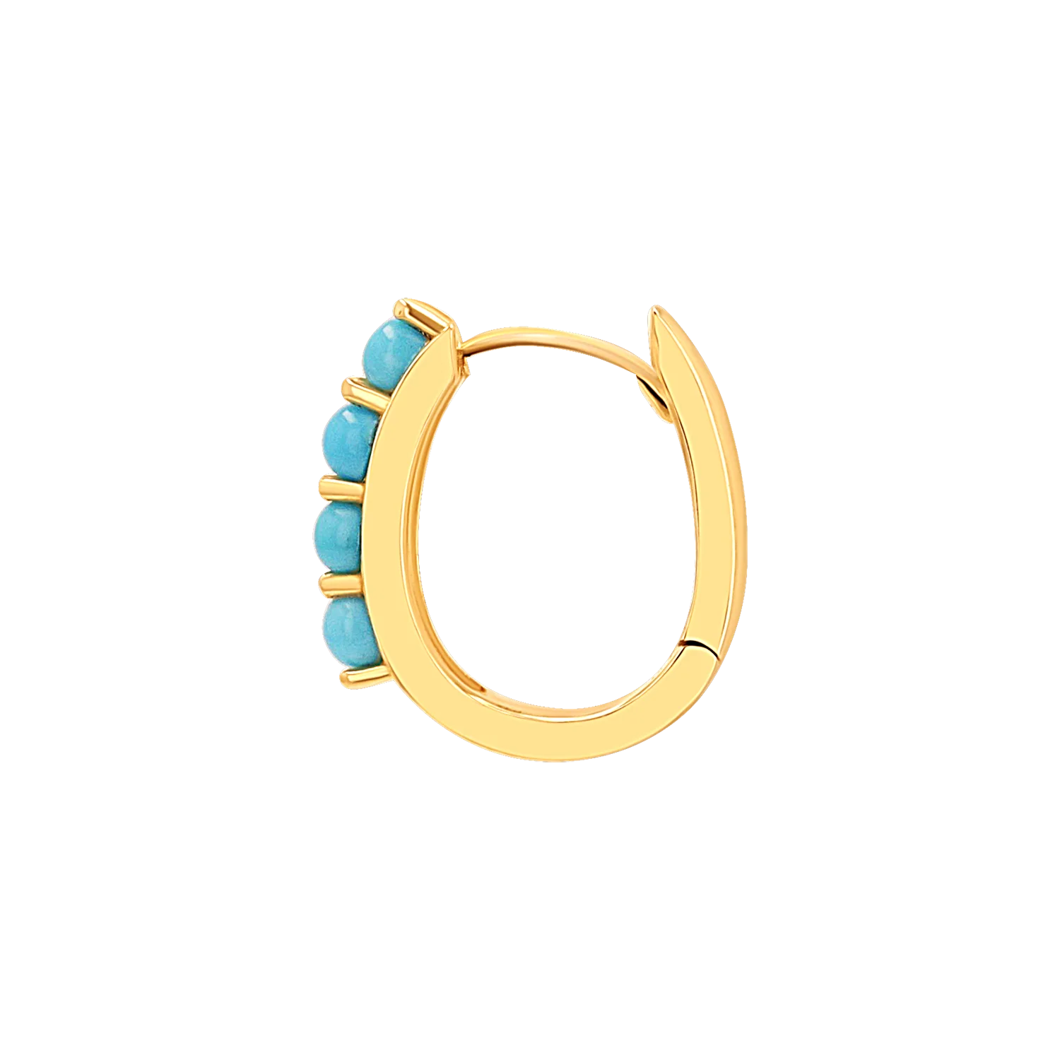Genuine Turquoise Paper Clip Huggie Hoops - Image 4