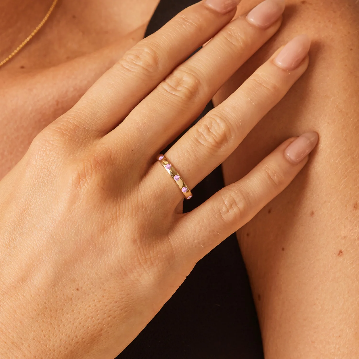 Glimmer Gemstone Band Ring - Image 10