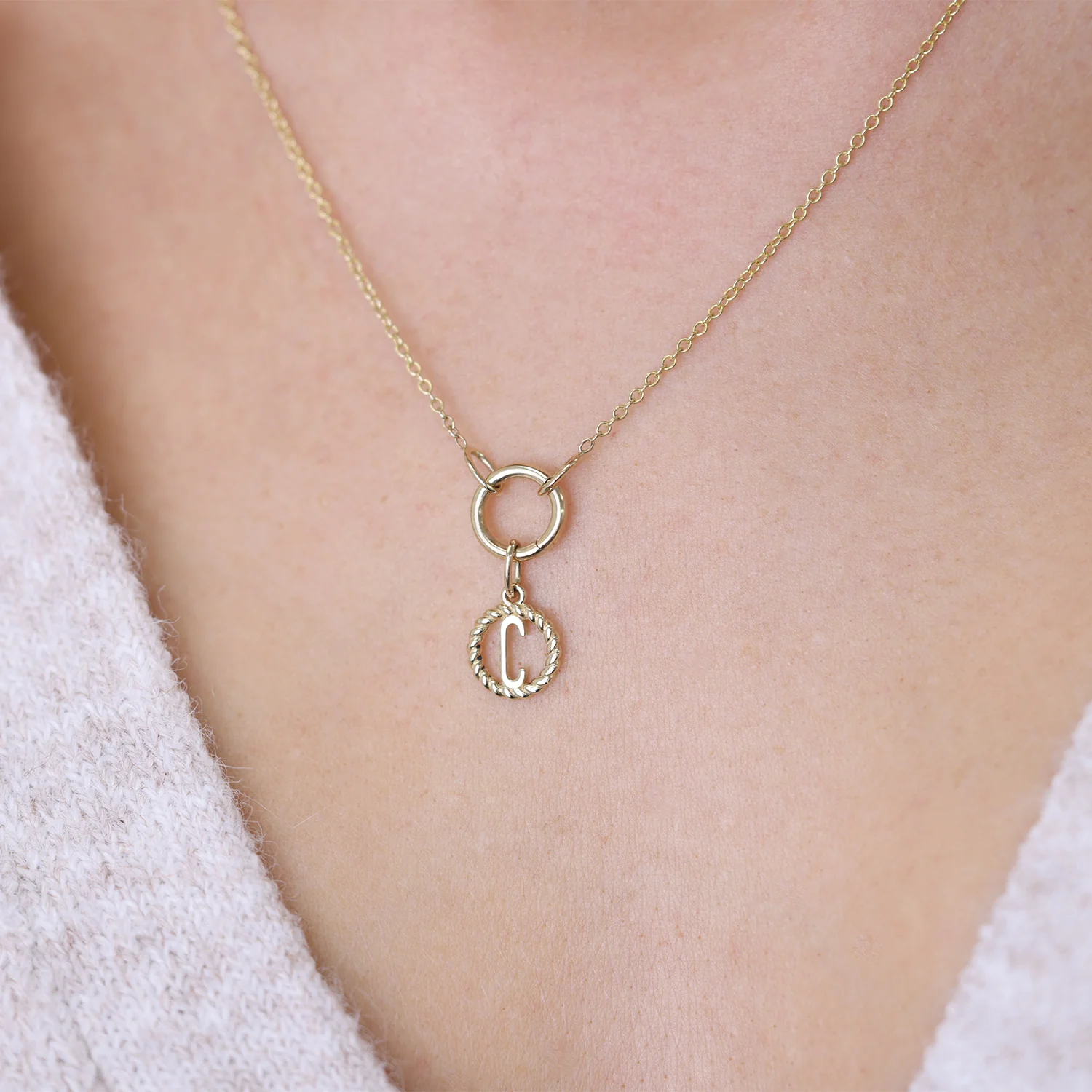 Initial Twist Medallion Charm - Image 4