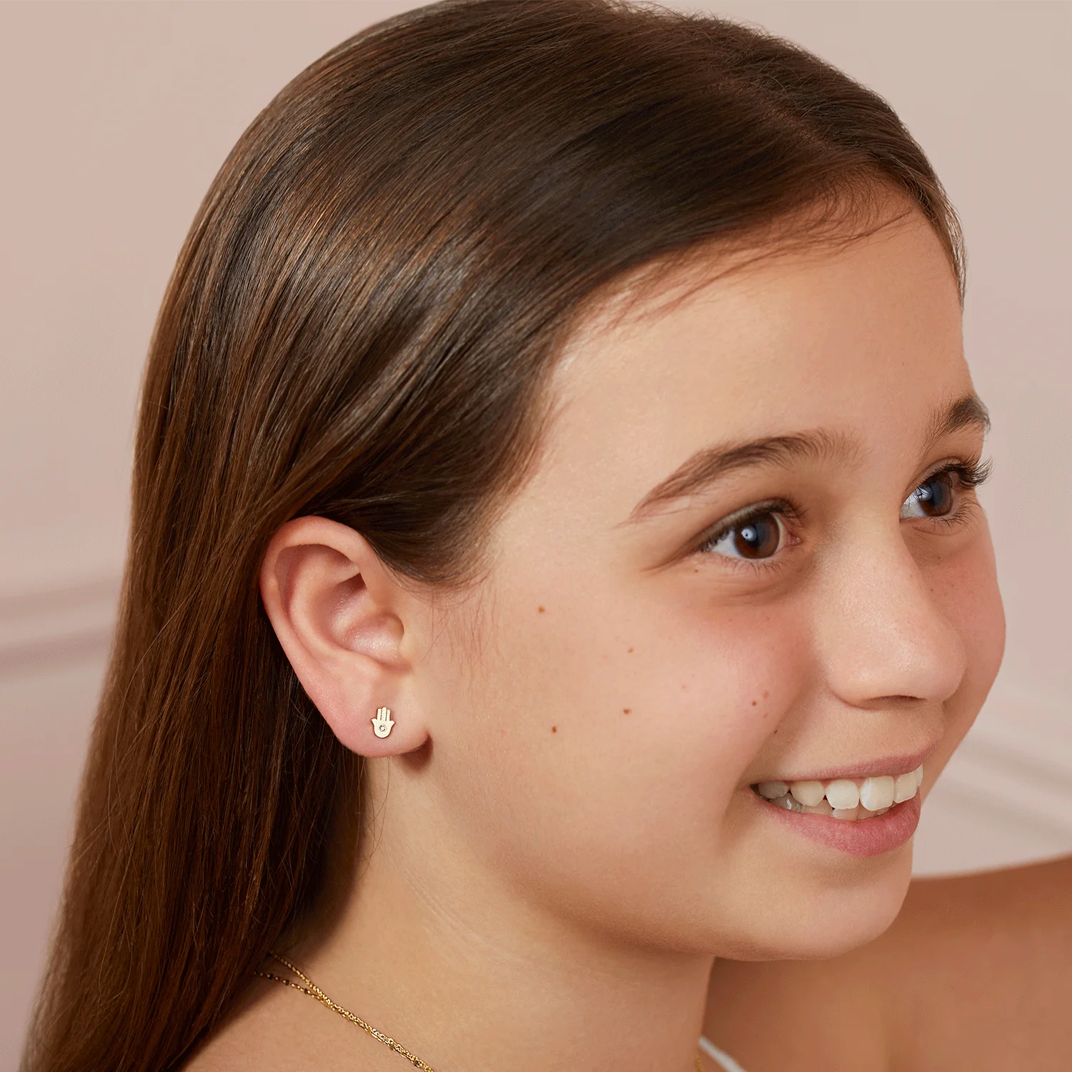 Kids Hamsa Diamond Stud Earrings - Image 4