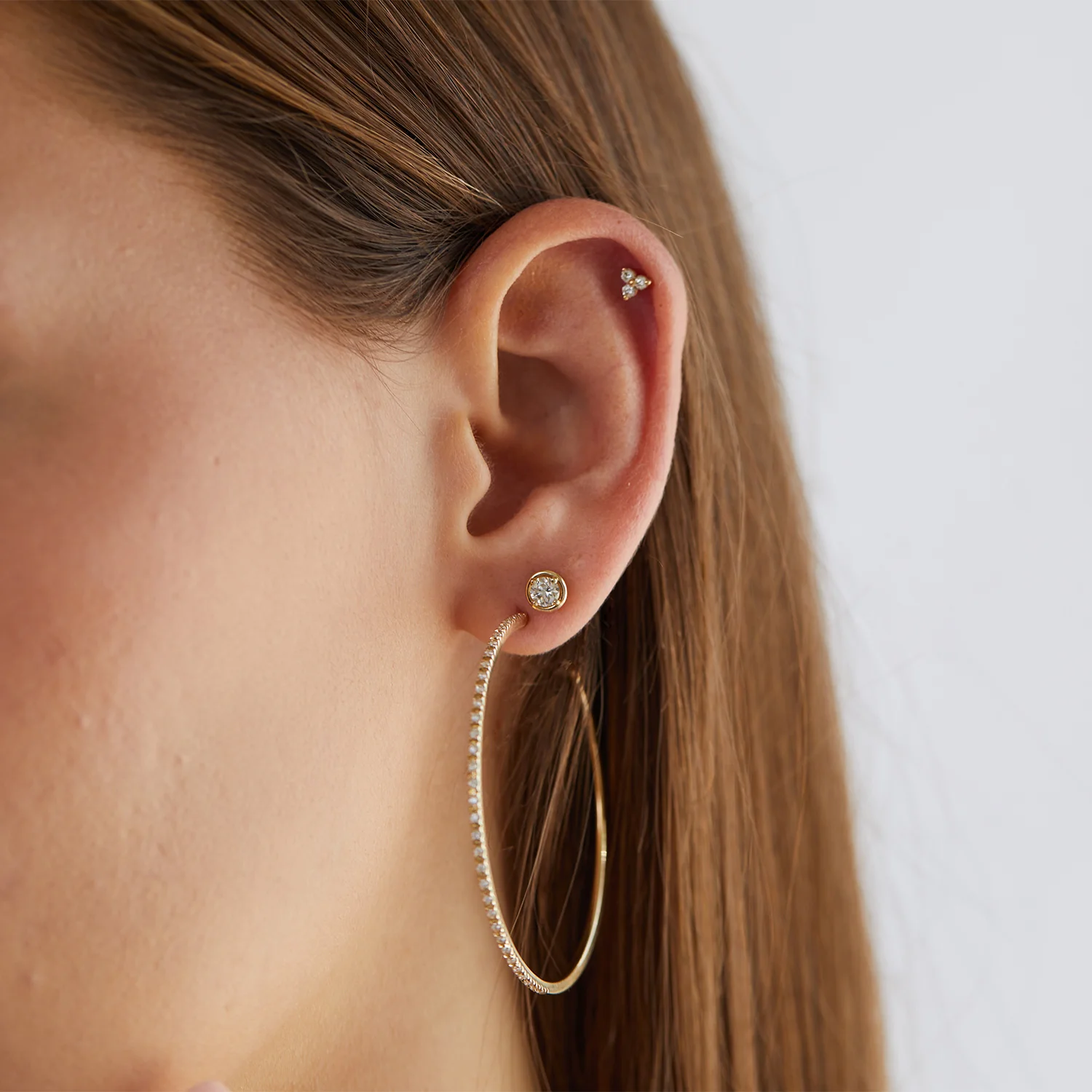 Large Diamond Hoop Earrings - Image 5