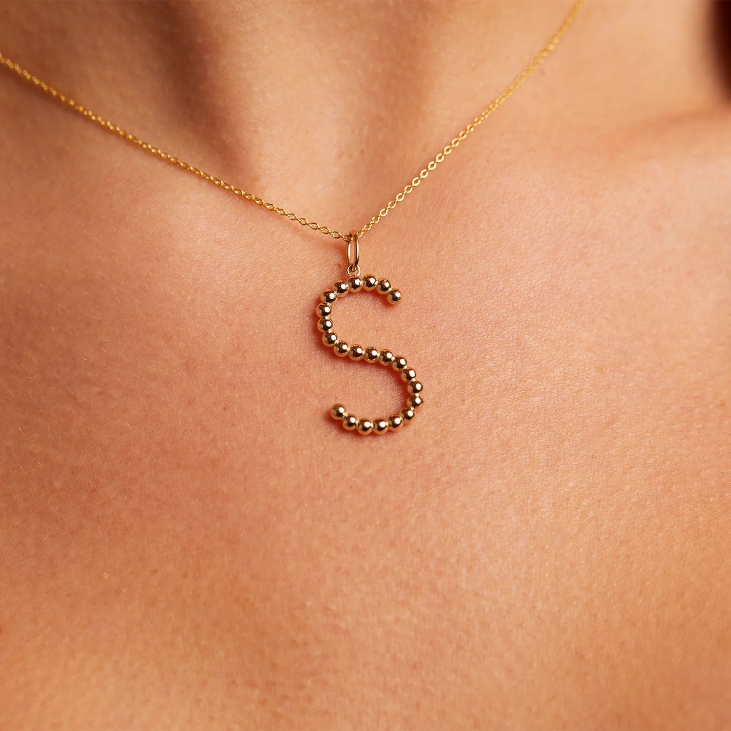 Large Gold Bead Letter Charm - Image 7
