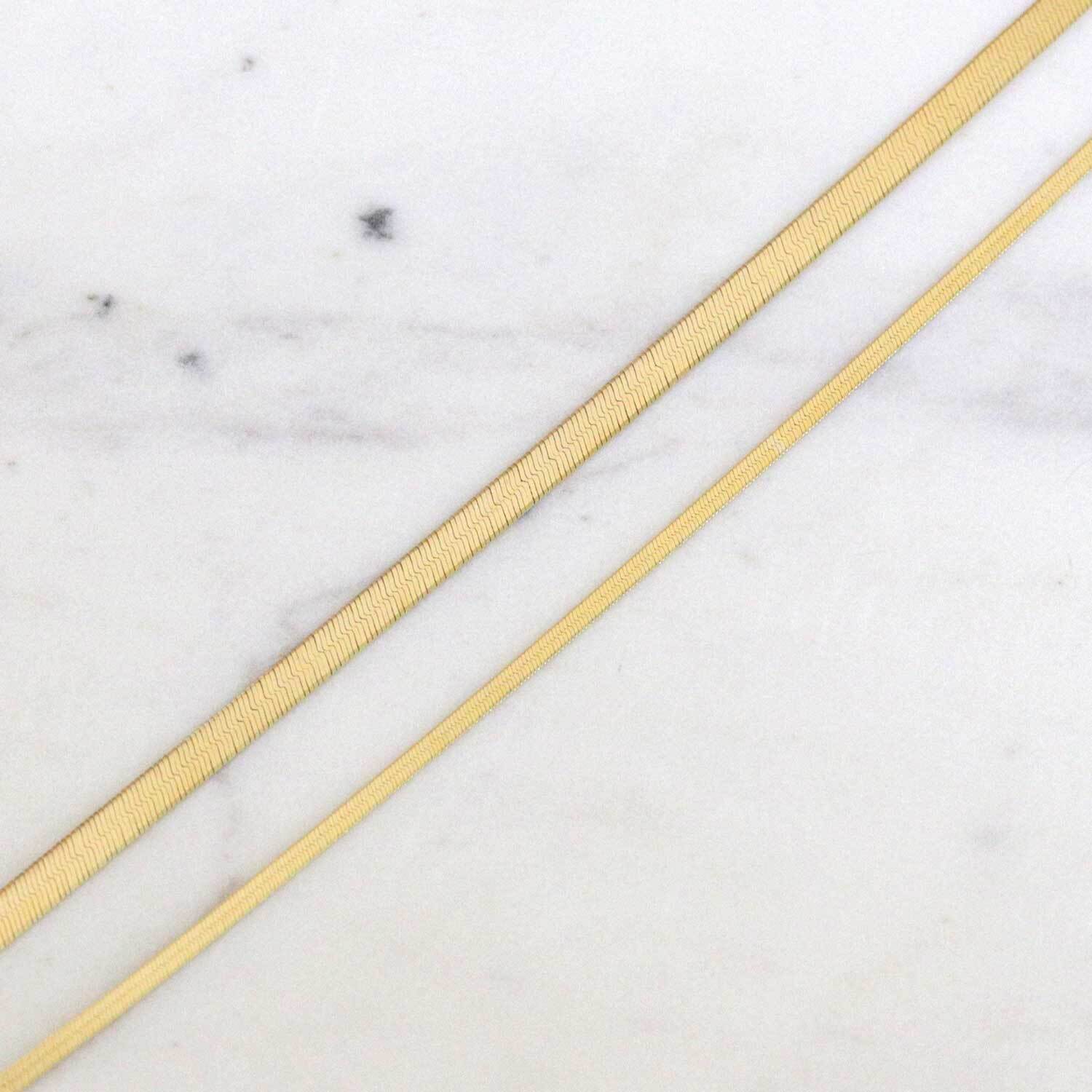 14K Gold Grand Herringbone Necklace 5mm - Image 3