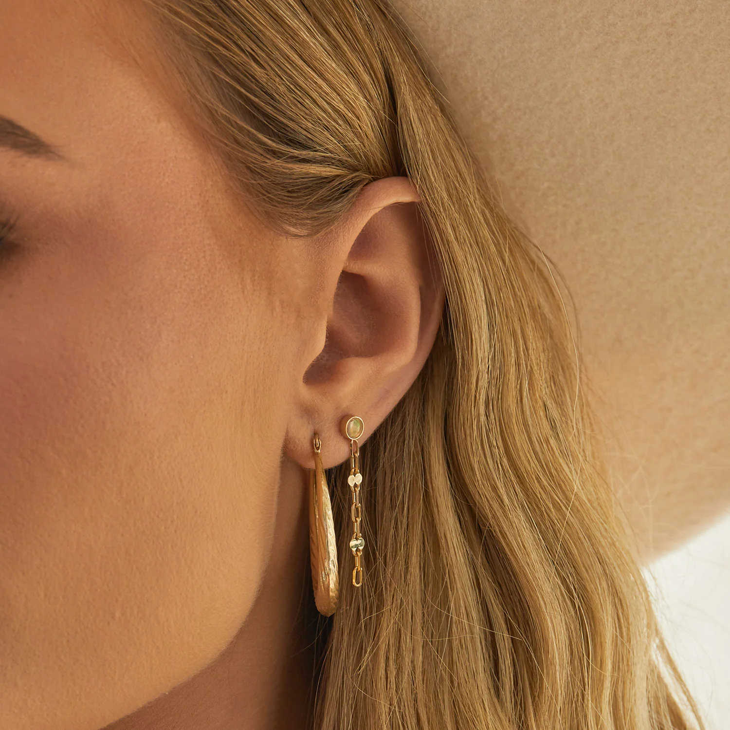 Opal Solitaire Sequin Earrings - Image 2