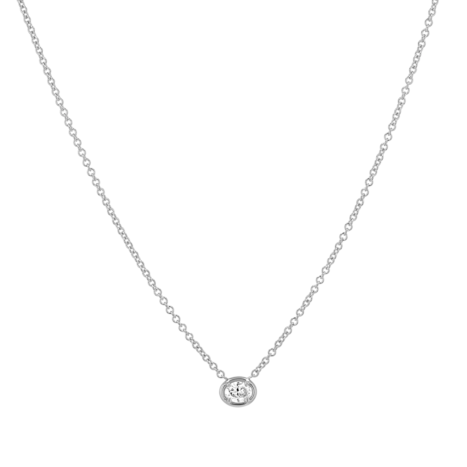 Oval Diamond Solitaire Necklace - Image 2